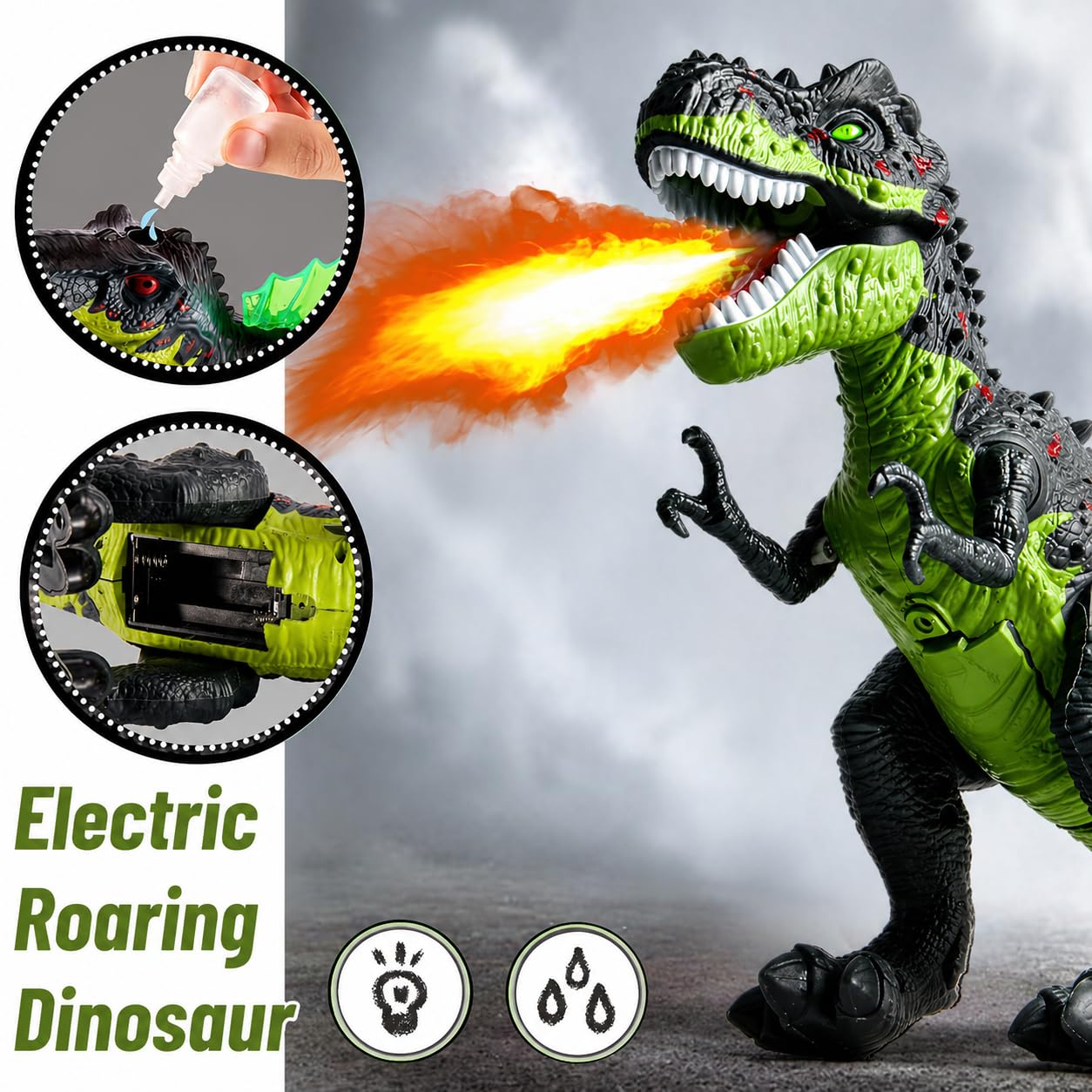 Unimoly Electric Walking T-Rex Dinosaur Toys for Kids 3-5, Realistic Roars & Flame Light Dinosaur Gifts for Boys Girls Toddlers Ages 3 4 5 6 7