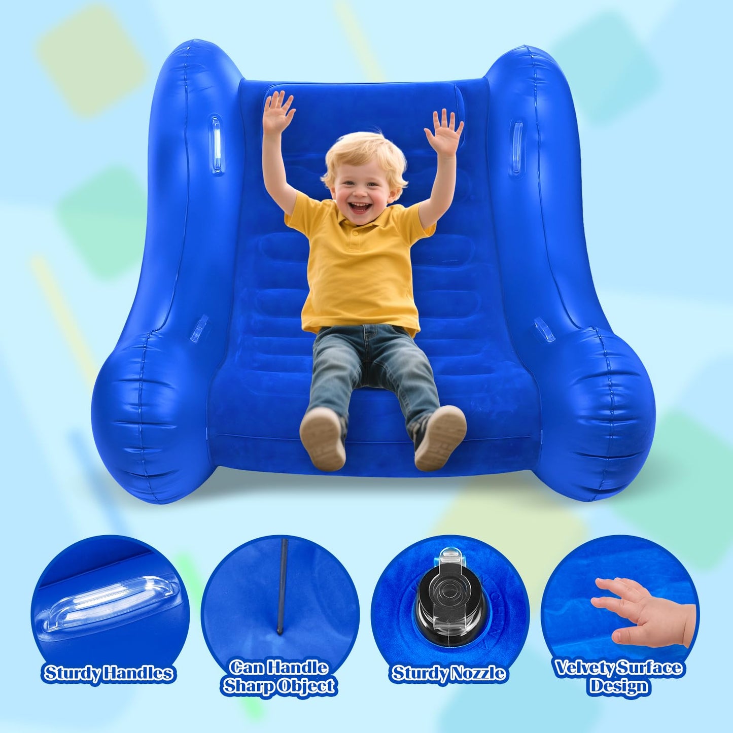 Sensory Rocker Chair for Kids, 42” x 42” x 38” Inflatable Pod Rocking Chair, Air Cloud Rocker, Autistic ADHD Sensory Chairs for Child, Indoor/Outdoor Toddler Rocking Chair