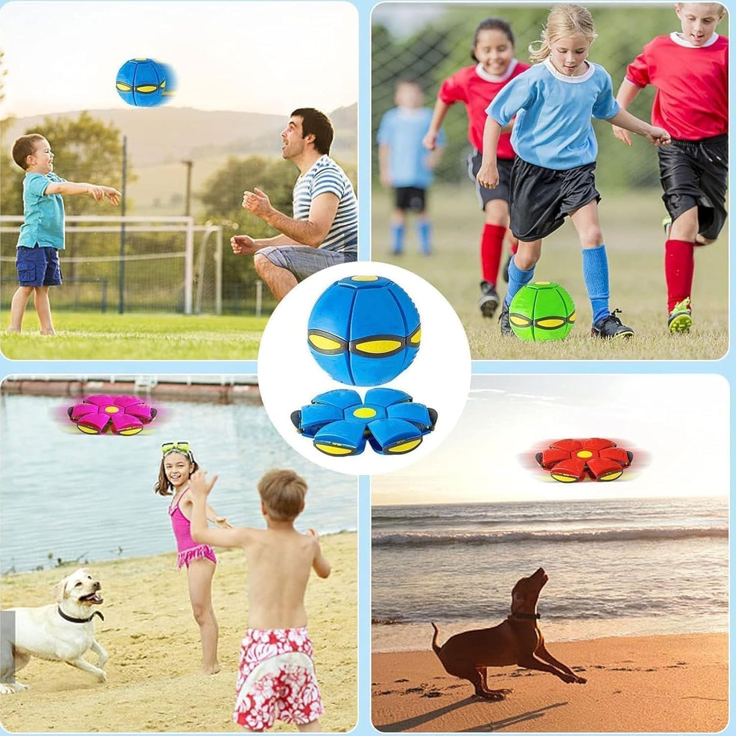 AITIDE Magic Bouncing Ball, Magic Bouncing Ball with 6 Light, Dual Form Freely Switchable, Parent-Child Interaction Suitable for Indoor & Outdoor Use (Light Pink)
