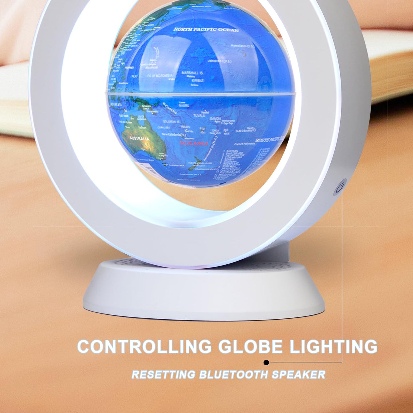 Magnetic Levitation Bluetooth Speaker Constellation Lamp Spinning Floating World Globe For Kids Learning Or Men Boss Office Desk Accessories Decor,Cool Tech Gadgets Unique Desk Toy Gift For Teens