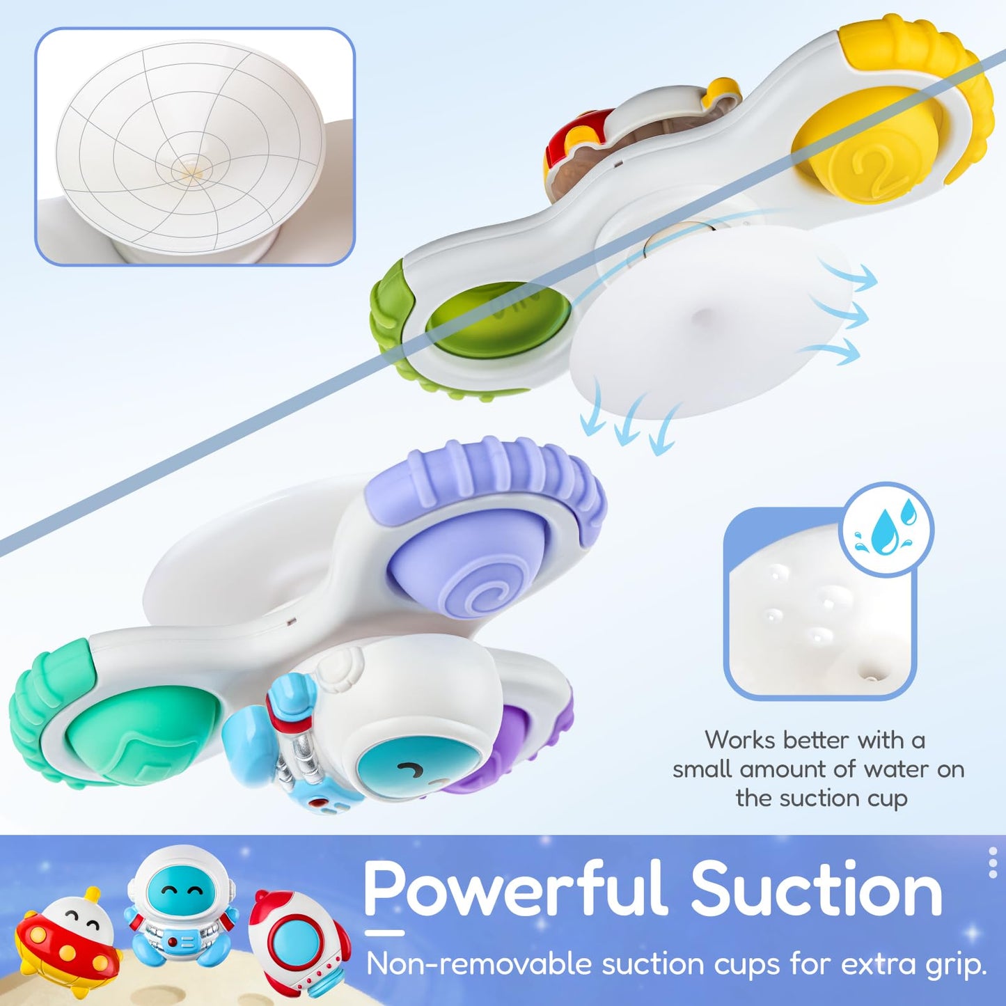 ALASOU 3PCS Pop Suction Cup Spinner Sensory Airplane Travel Toys for 1 Year Old Boy Girl Infant Toddlers|Novelty Spinning Tops 12 18 Months|1 2 Year Old Boy Birthday Gift|Baby Bath Toy Kids Ages 1-3