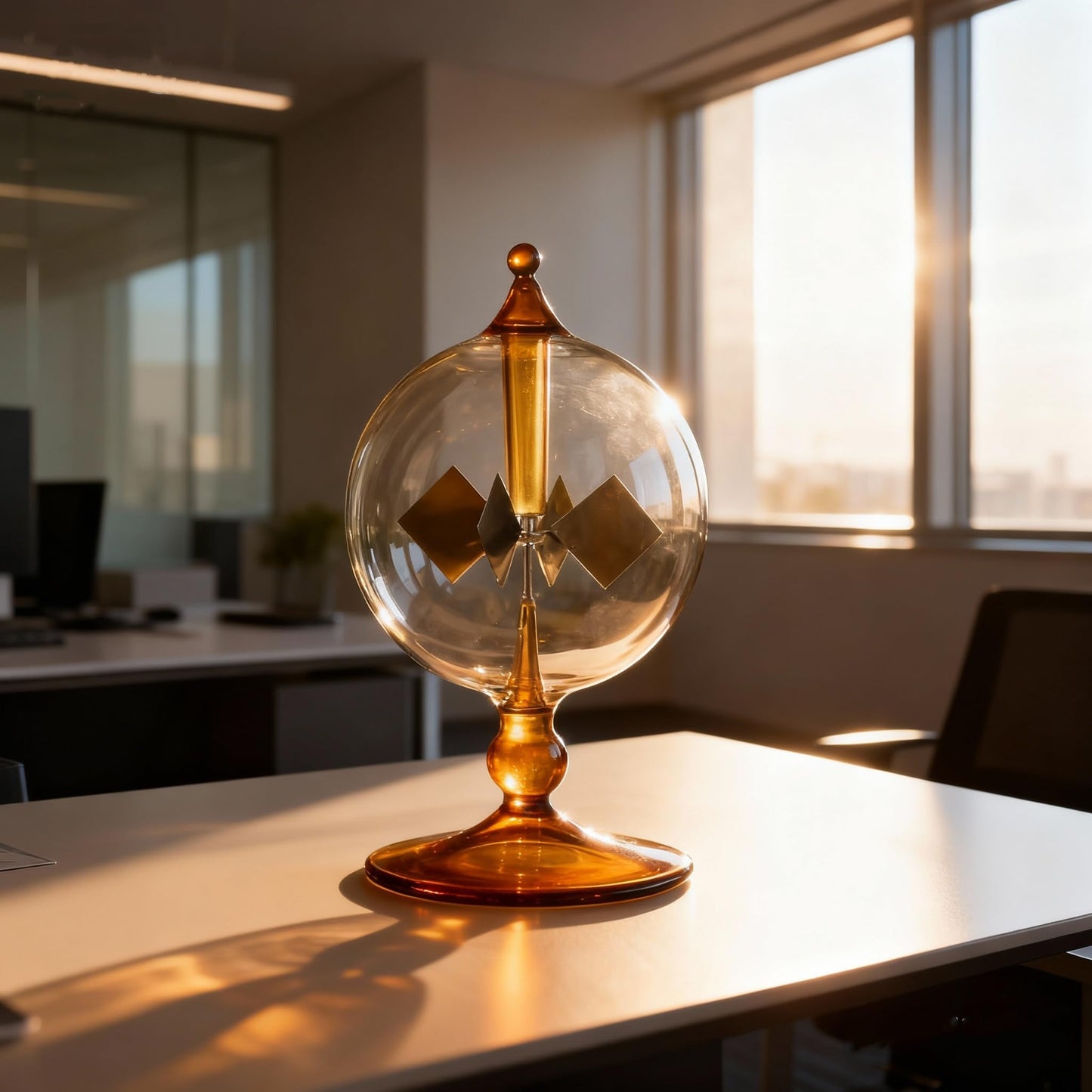 DORAMI Orange Solar Power Crookes Radiometer Solar Energy Spinning Vanes Glass Windmill Gift Home Desk Decoration