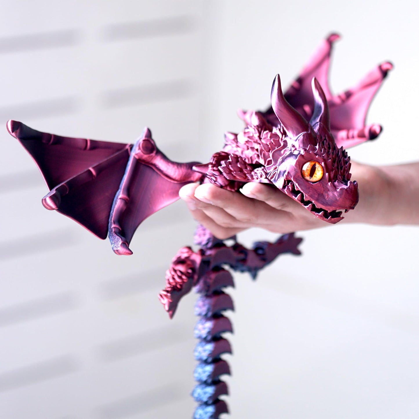 22inch 3D Printed Dragon with Wing,Cool Flying Dragon Movable Mouth,Flexible Joint Animal lacertid Pterosaur Figurines,Home Office Decor,Fidget Toys for Adults Teens,Surprise Fantasy Gifts (RBL)