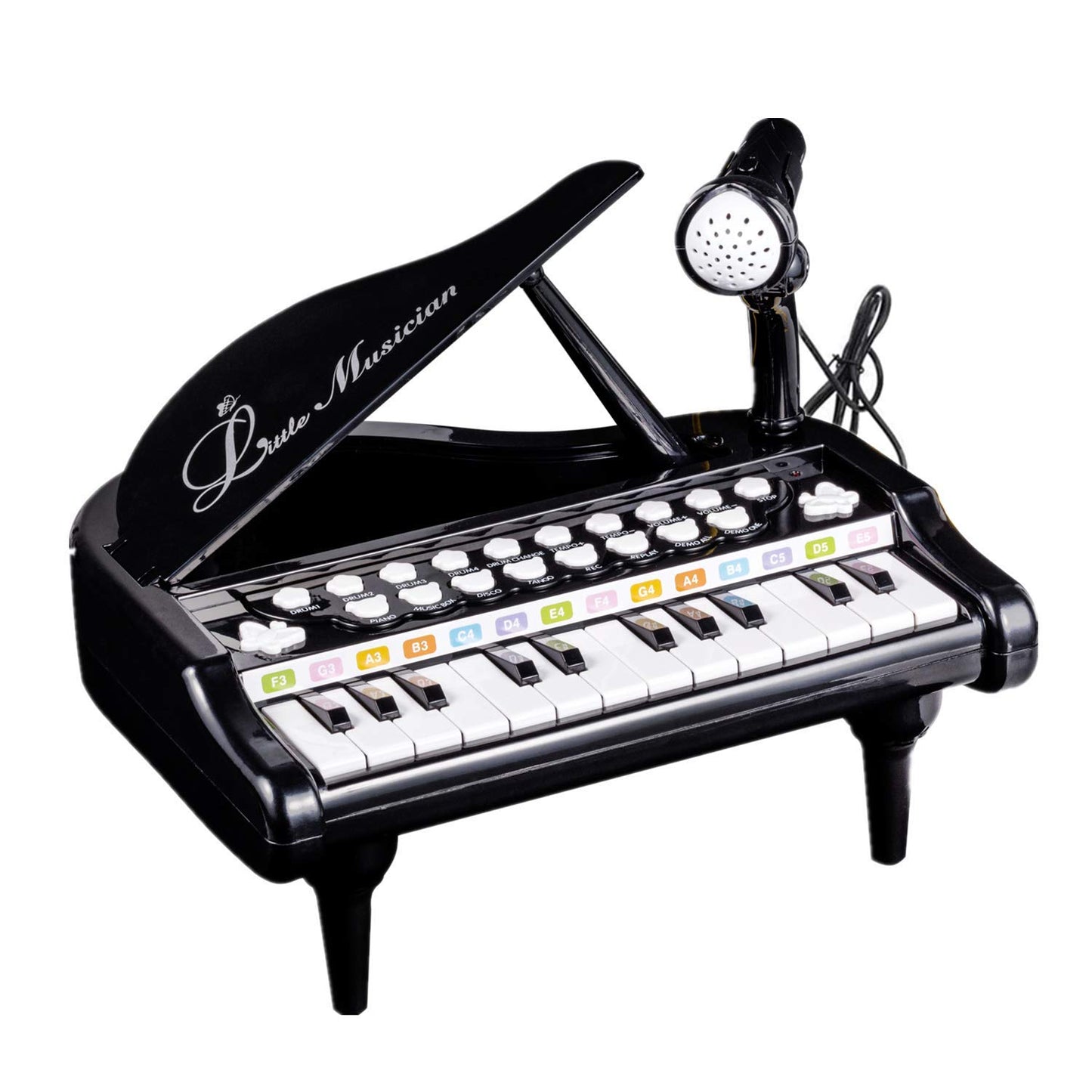 Love&Mini Toddler Piano - 24 Keys Black Baby Piano Toys with Microphone, Birthday Gifts for 3+ Year Old Girls and Boys