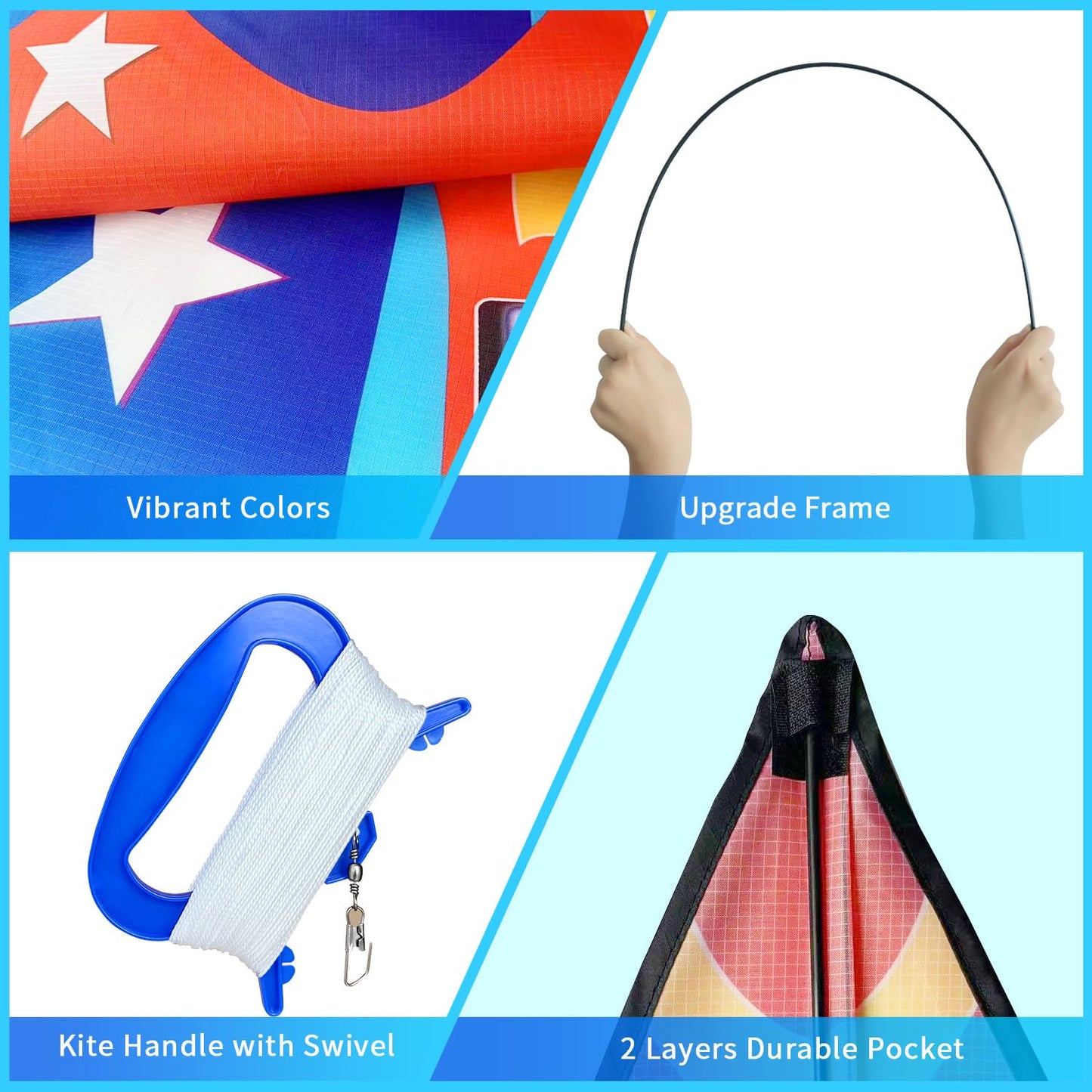 Xida Airplane Kites for Kids and Adults, Easy to Fly Kite, High-Flying, and Durable Outdoor Beach Kite for Boys and Beginners with Long Tail, Jet Kites Ideal for Beach, Park, and Family Fun