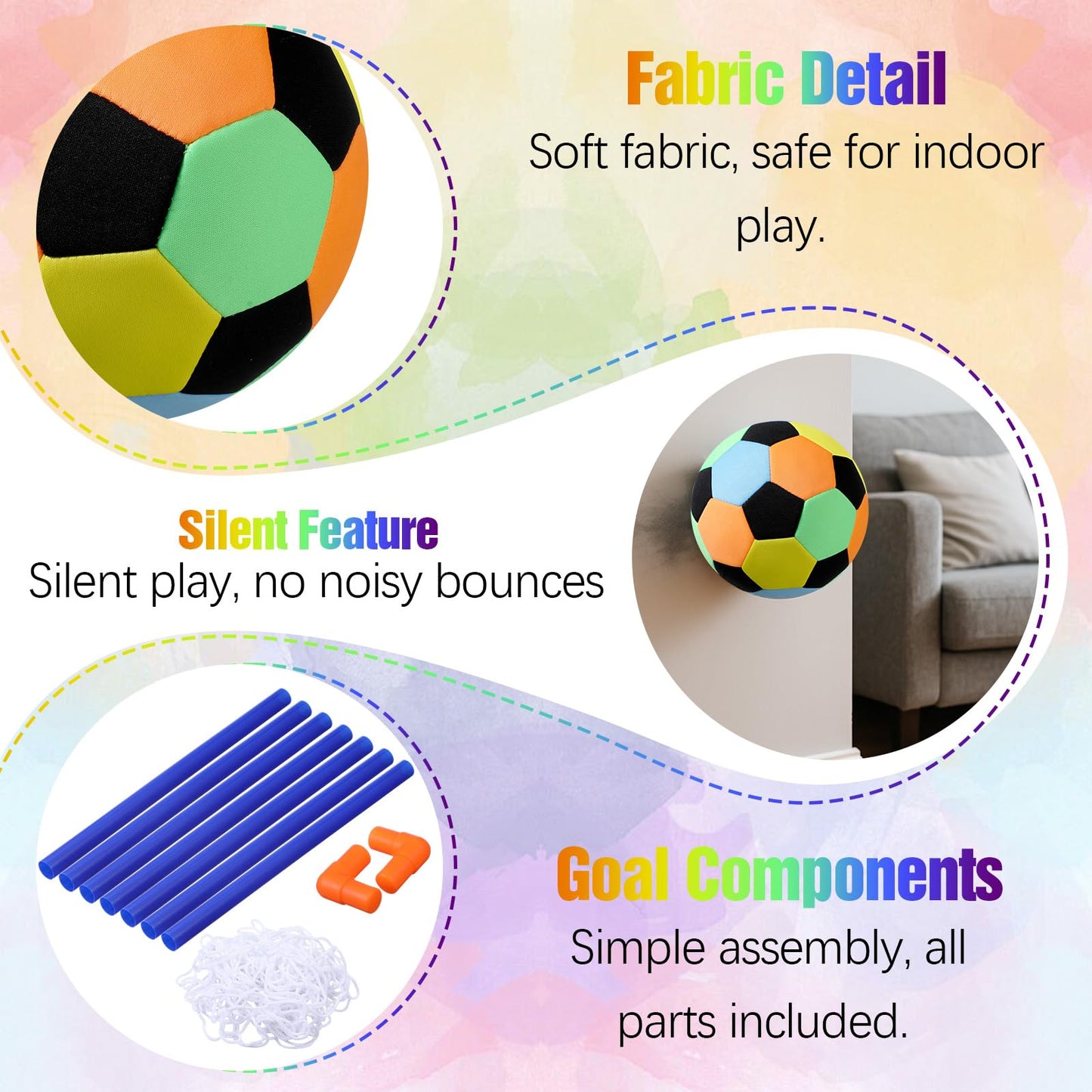 Soulchen Kids Mini Soccer Goal with Indoor Padded Soccer Ball Size 4 and Pump Created for Inside Your Home and Yard 30.3" x 15.8" Portable Training Equipment Sport Gift for Kids Ages 3+