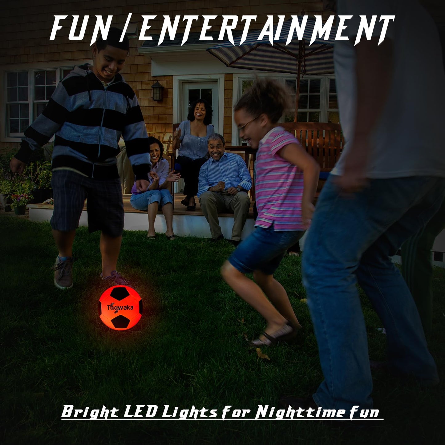 Toowaka Light up Soccer Ball,Glow in The Dark Soccerball with LED Lights Pre-Installed-Batteries Included(Size 5)