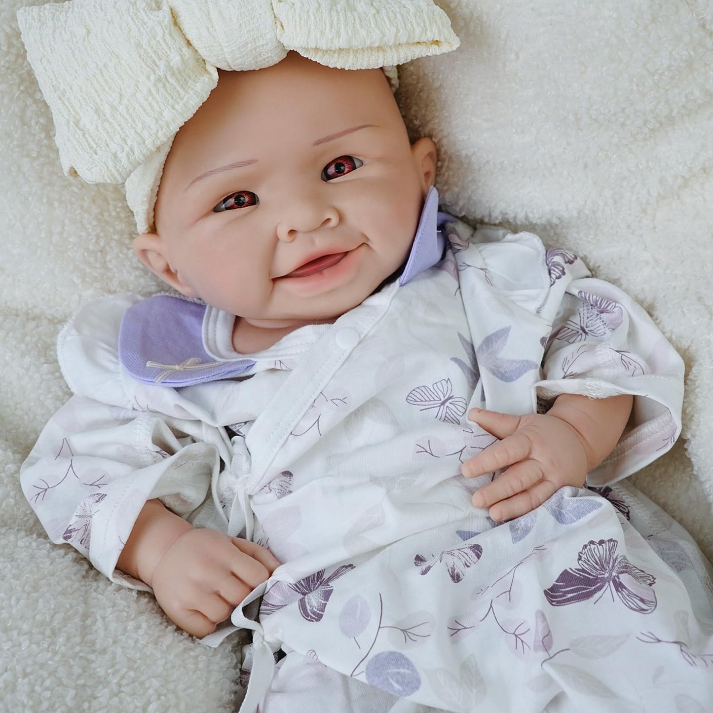 Reborn Baby Dolls Silicone Full Body -18.5 Inch Lifelike Baby Doll Girl Not Vinyl,Hand Painted Realistic Smiling Newborn Baby Doll Gift for Kids 3+ & Collectors