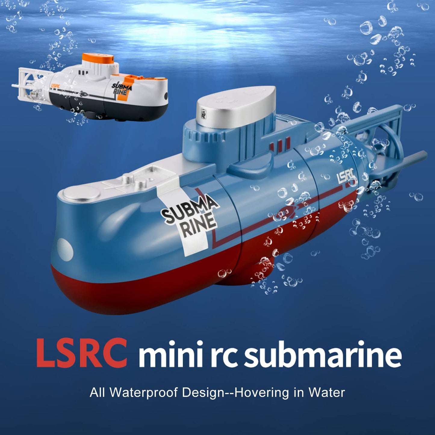 GoolRC Mini RC Submarine, LSRC-SMI Remote Control Boat Waterproof Diving Toy (Blue)