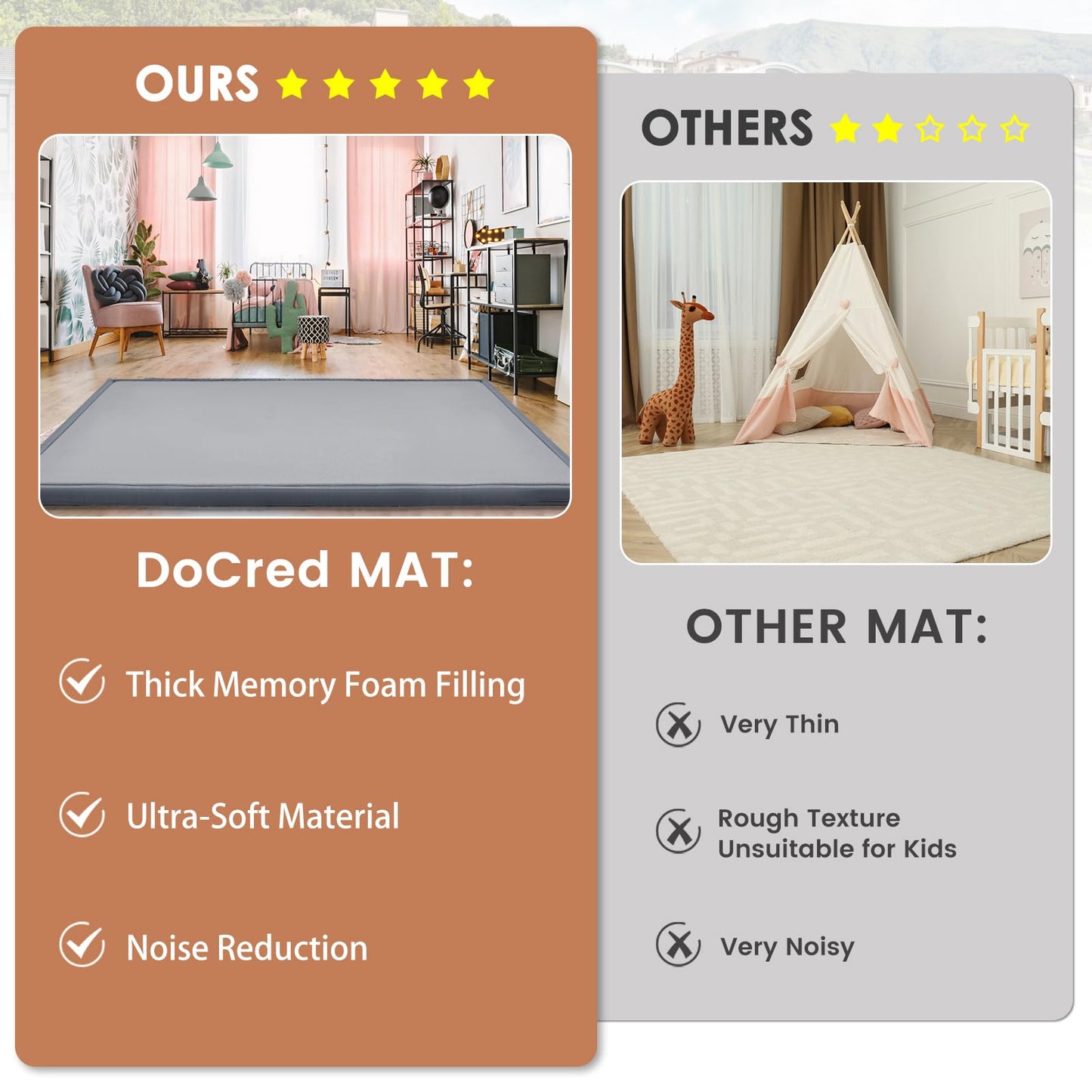 Baby Play Mats for Floor - 1.4" Thick Memory Foam Rug, 80"x80" Playpen Tummy Time Mat, Soft Velvet Nursery Rug, Large Padded Crawling Mat, Cushioned Pads for Playroom Toddlers, Infants, Yoga, Tatami