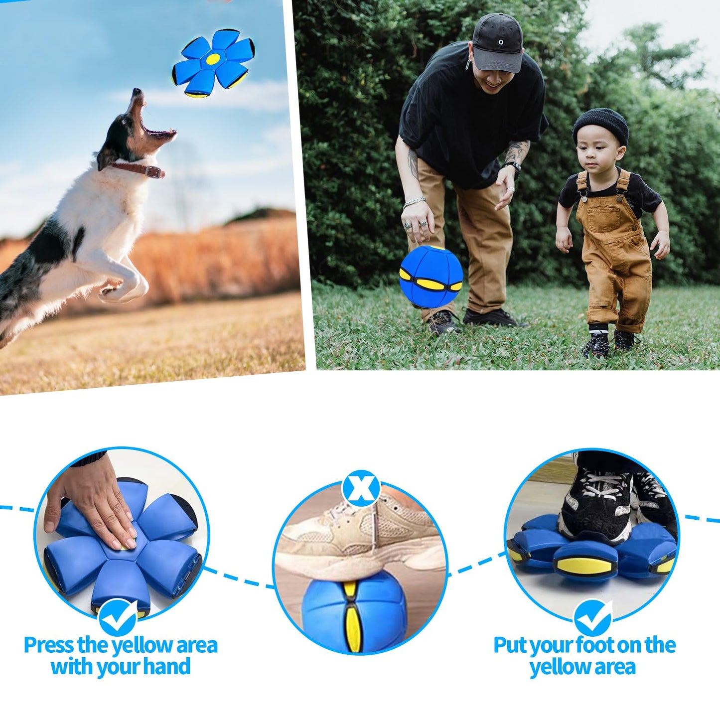 FlidRunest 3-Piece Flying Saucer Dog Toy Set, Interactive LED Dog Disc Toy