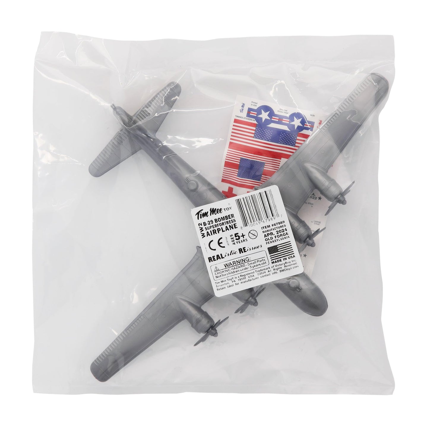 TimMee WW2 B-29 Superfortress Bomber Plane - Silver-Gray Plastic Army Men Aircraft