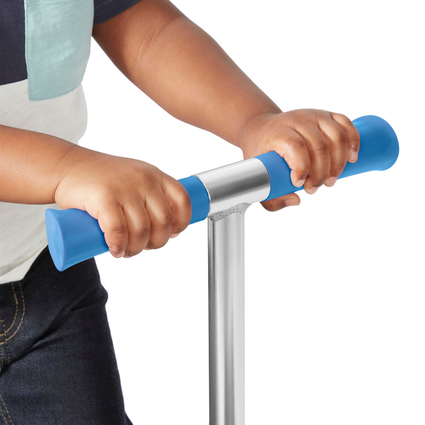 Radio Flyer Glider Jr. Scooter with Light Up Wheels, Blue, for Kids 2-5 Years Old, Lean-to-Steer, Adjustable Handlebar, Rear Foot Brake, Smooth Bearings, Comfort Grips, 3 Wheel Scooter for Kids