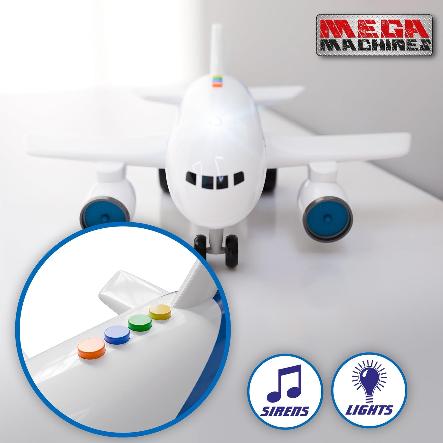 Lollipop Jumbo Jet Airplane for Kids - Friction-Powered Series with Lights, Sirens, and Realistic Scale for Toddlers Aged 3 and Up - Mega Machine for Fun and Imaginative Play
