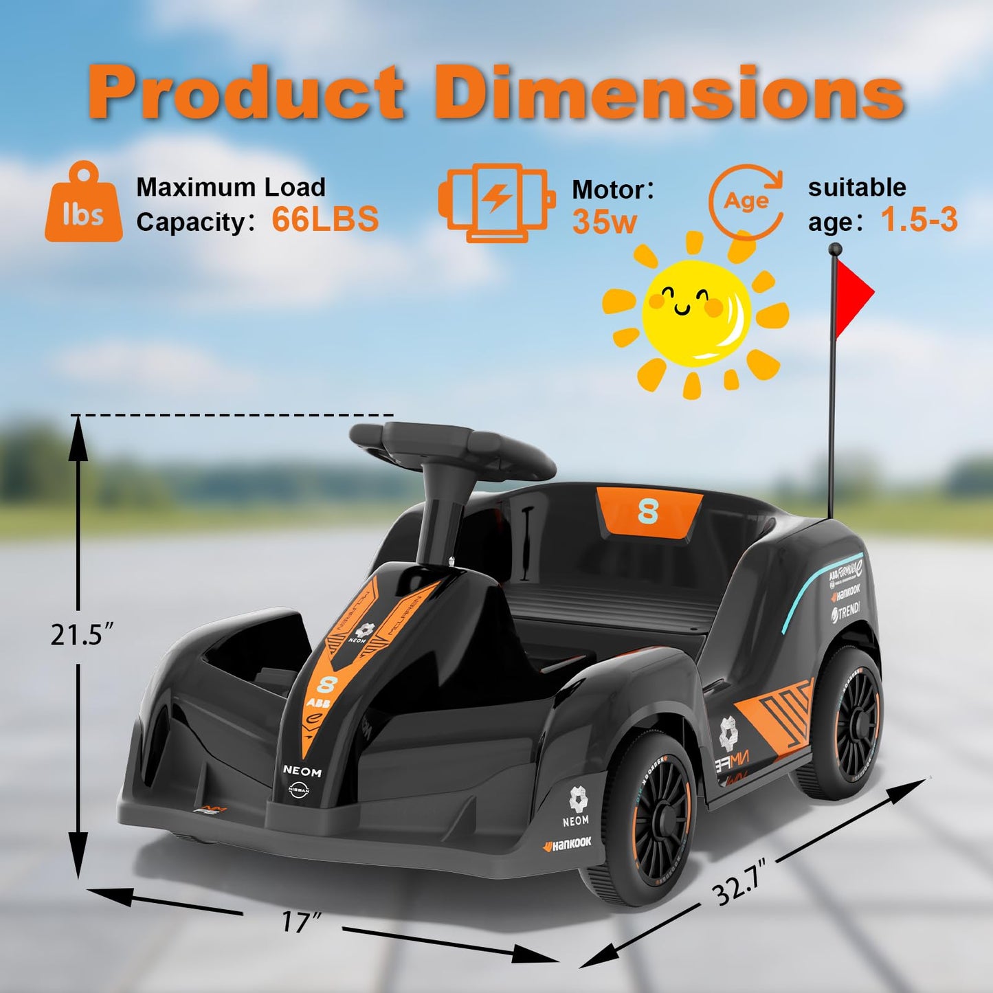 12V Ride on Electric Car for Toddlers 1-3, Battery Powered Remote Control Toddlers Car with Bluetooth, Story, Music, Ride on Cart for Boys Girls