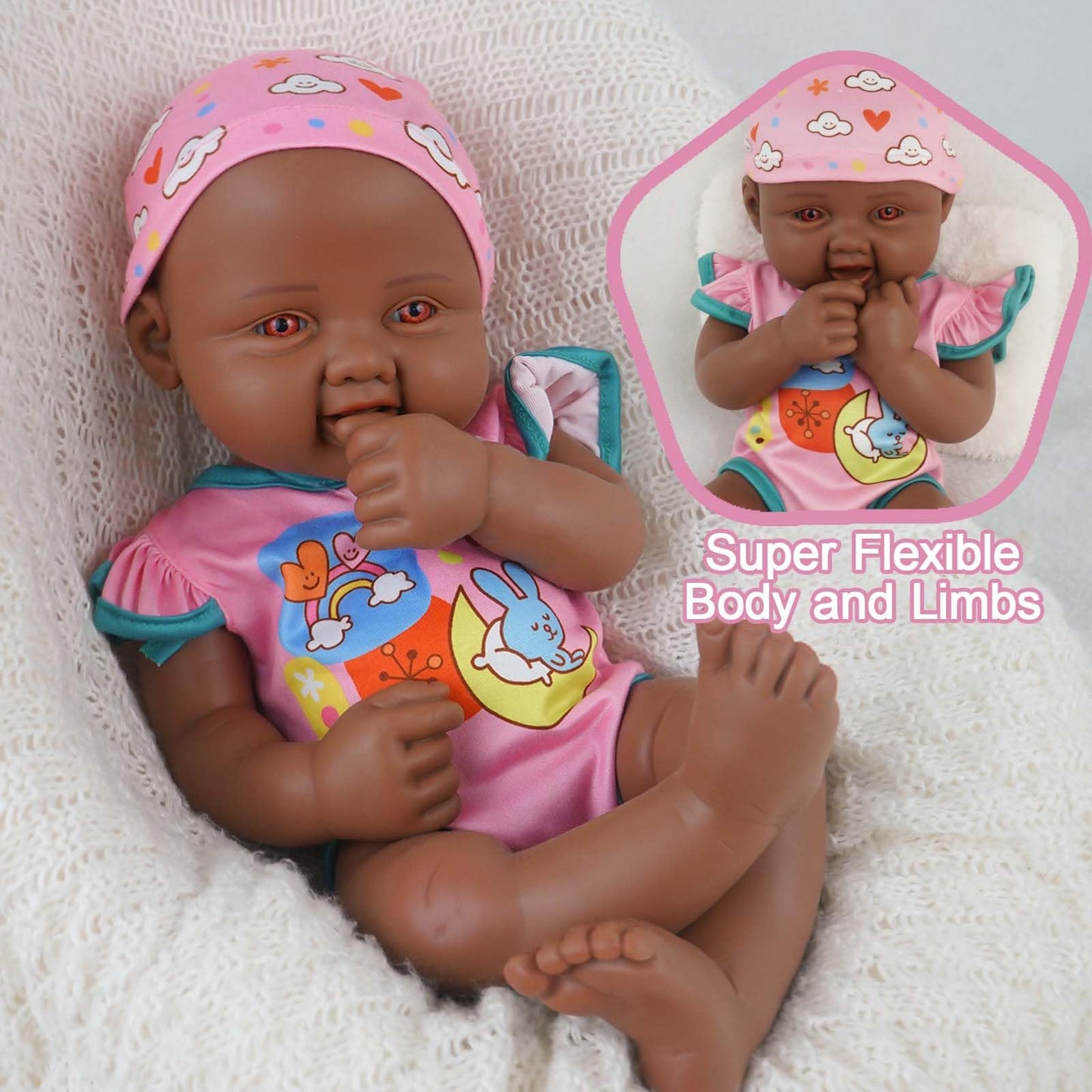 MEIVCOS 17.3 in Full Silicone Reborn Baby Dolls, 1:1 Lifelike Newborn Dolls Non Vinyl Realistic Reborn Toddler Dolls Boy Washable Sleeping Doll