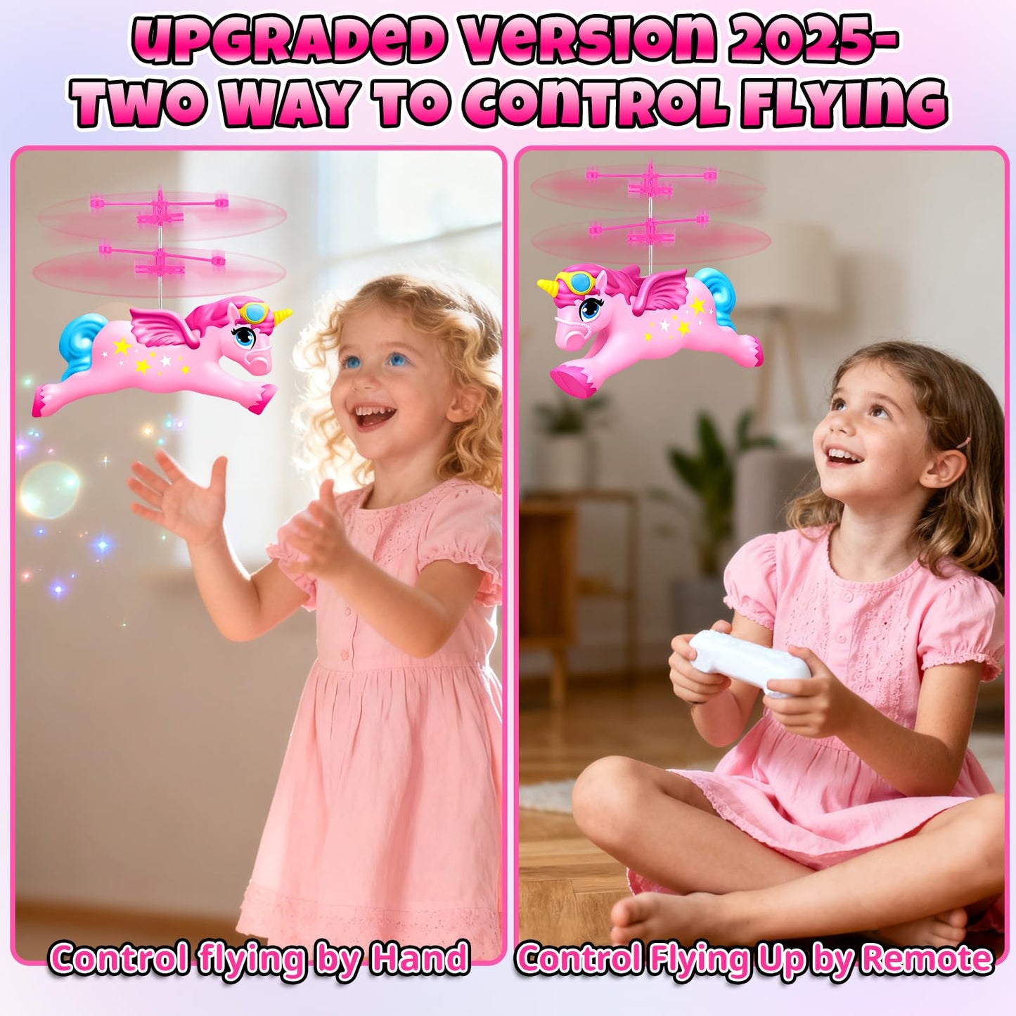 QUANA Remote Control Helicopter, Flying Unicorn Toys Rc & Hand Control Flying Ball Toy Rc Helicopter Mini Drone for Kids Girls Age 6-8 9 10 11 12 Years Old Birthday Gifts