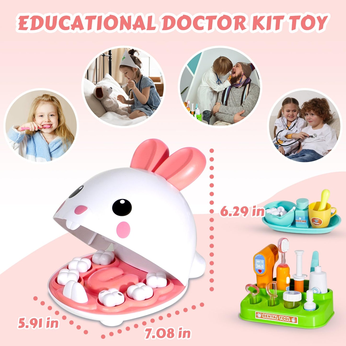 Easter Gifts for Kids - 31 Pcs Dentist Kit for Kids 3-5 Pretend Play Kit Toys for Role Play Pretend Playset Kit for Toddlers - Easter Basket Stuffers for Children
