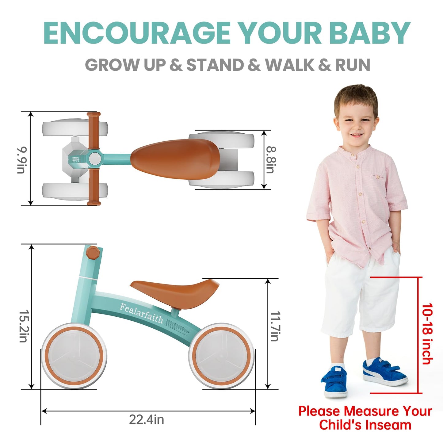 Baby Balance Bike for 1 Year Old Boys Girls, Toddler First Bike with 4 Colorful Lighting Wheels | 10-36 Month Toddler Balance Bike | First Birthday Gifts (Robbin's Egg Blue)