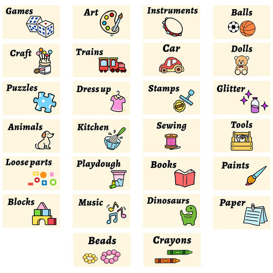 Toy Label Decals Toy Storage Stickers for Kids Toy Room Playroom Decor Organizer Stickers Classroom Labels Pictures Organization Labels for Bins Household Organizing for Containers Boxes