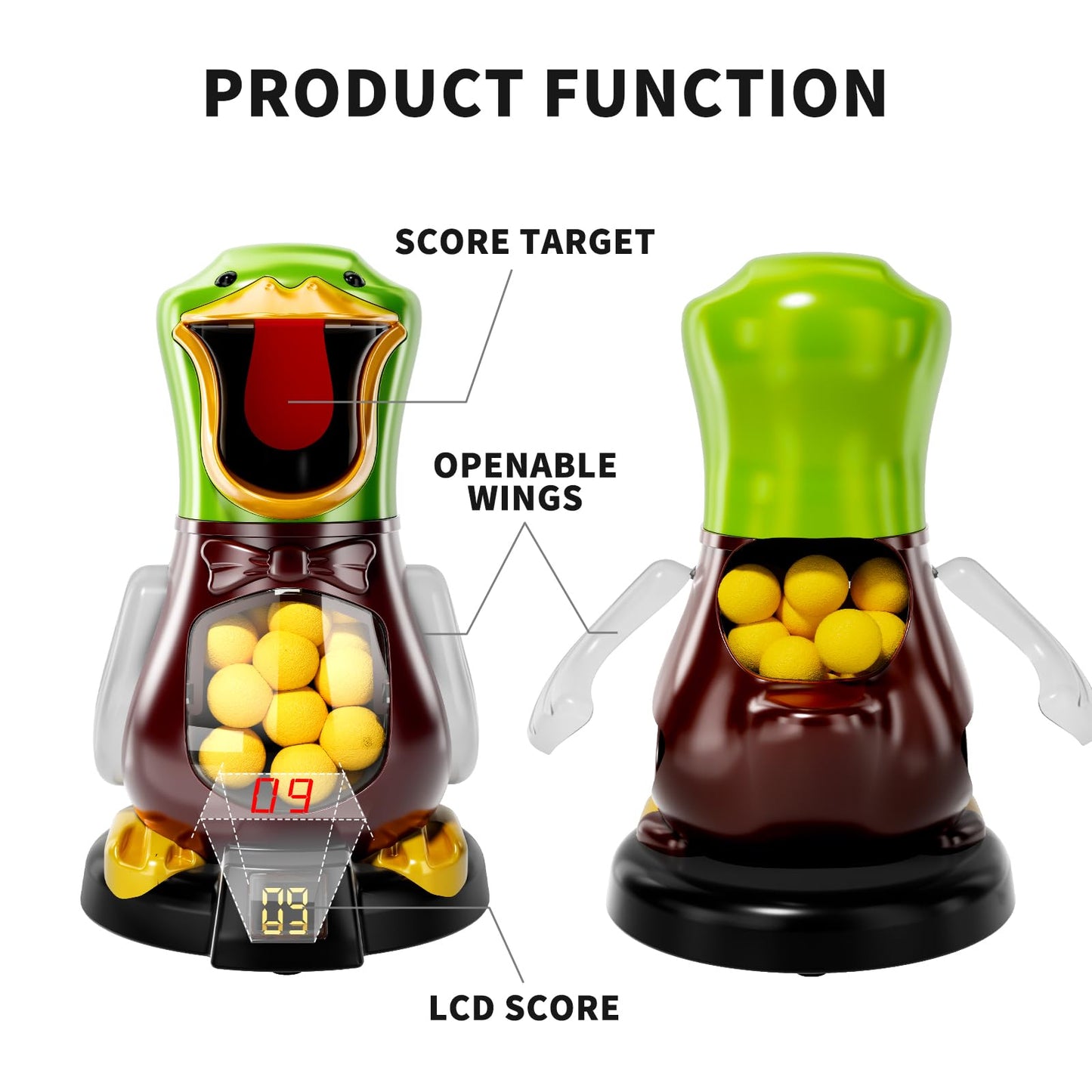 BABY HOME Duck Shooting Toys for Kids 3-5 Years, 2 Packs of Foam Shooting Toy with Movable Shooting Game, Interactive Competition Game Gifts for Boys and Girls Ages 6 7 8 9+ Years Old