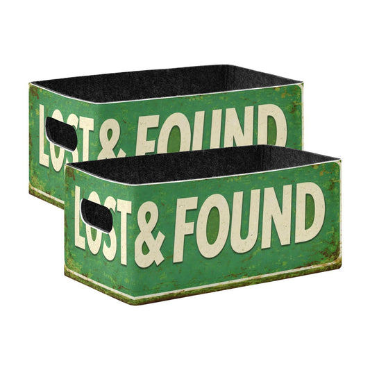 Storage Baskets Felt Foldable Storage Cube Shelf Bins Organizer Box for Kids Toys Magazine Books Clothes Office Bedroom Closet Babies Nursery organizing 2-Pack Lost and Found Vintage Rusty Metal Sign