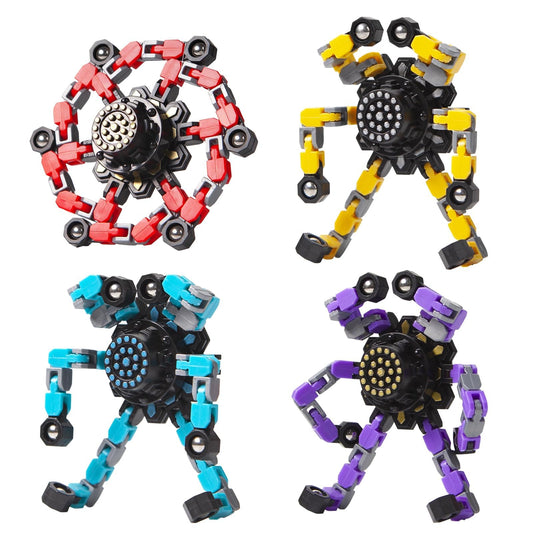 Gokeey Transformable Fidget Spinners Toys 4 Pcs for Kids and Adults Stress Relief Sensory Toys for Boys and Girls Age 8-13 Fingertip Gyros Easter Party Favors Birthday Gifts for Teens Travel Toys