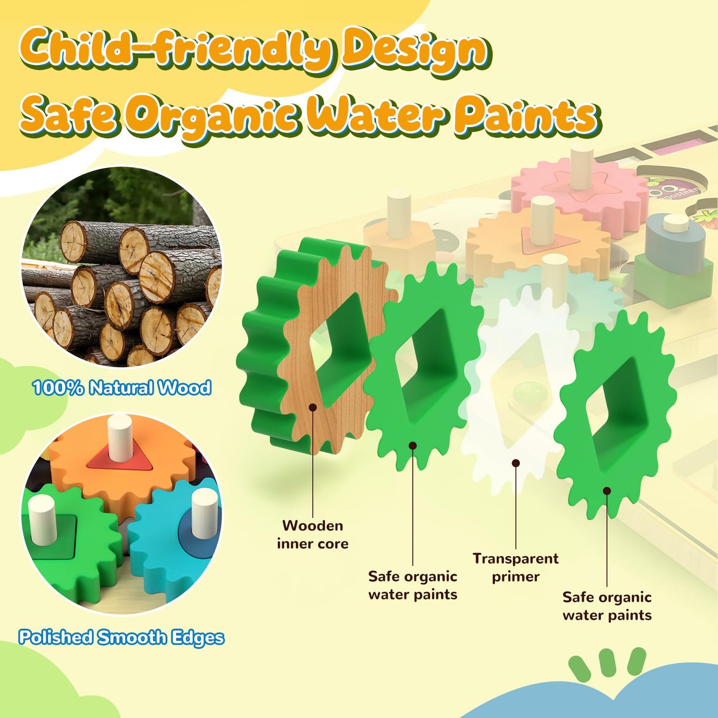 AOSITE Busy Boards Wooden Kids Toys 9-in-1 Montessori Toy Wooden Puzzle Board for Toddlers Montessori Wooden Educational Toys for Baby Boys Age 1 2 3 Year Old Birthday Girl Gifts Quiet Toys for Kids