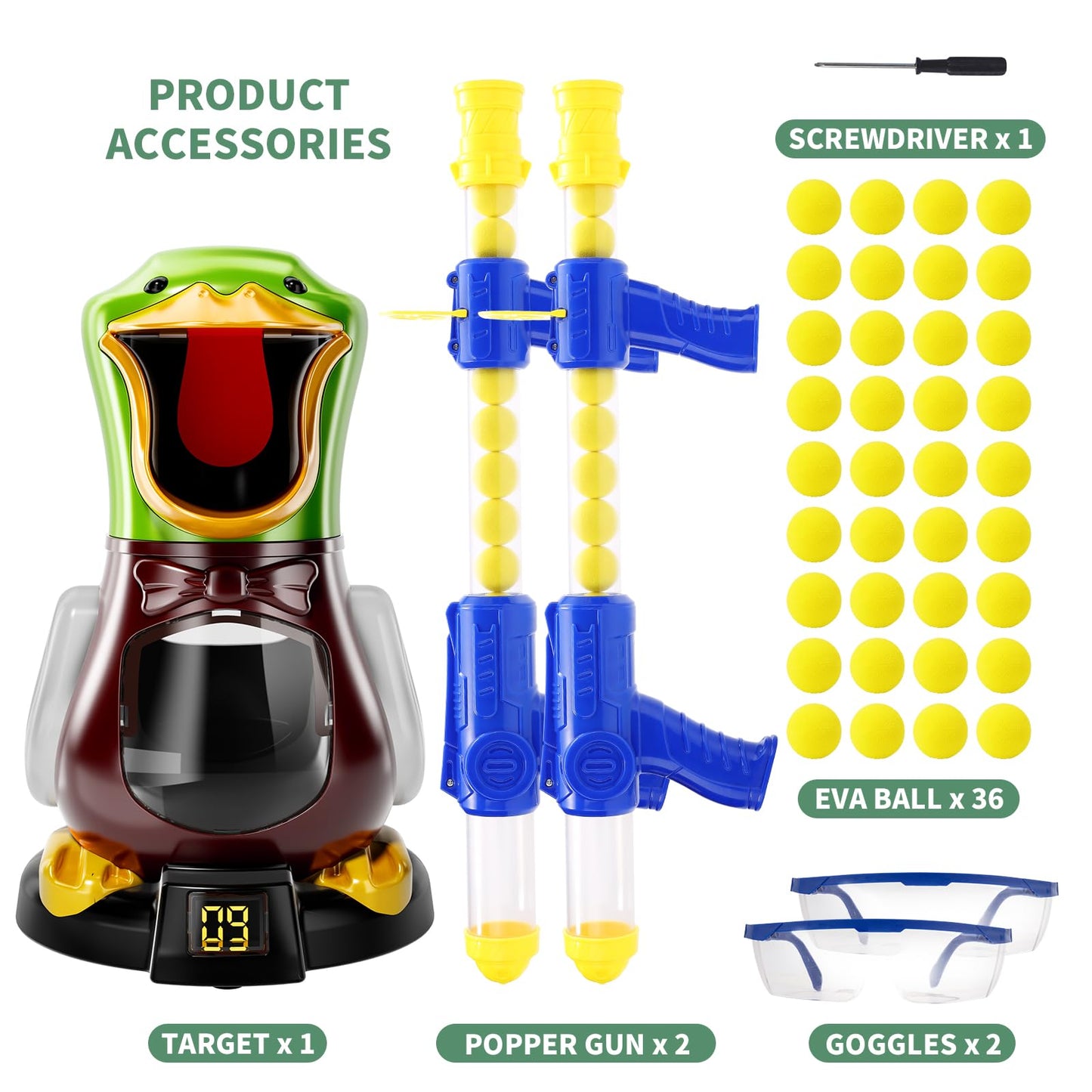 BABY HOME Duck Shooting Toys for Kids 3-5 Years, 2 Packs of Foam Shooting Toy with Movable Shooting Game, Interactive Competition Game Gifts for Boys and Girls Ages 6 7 8 9+ Years Old