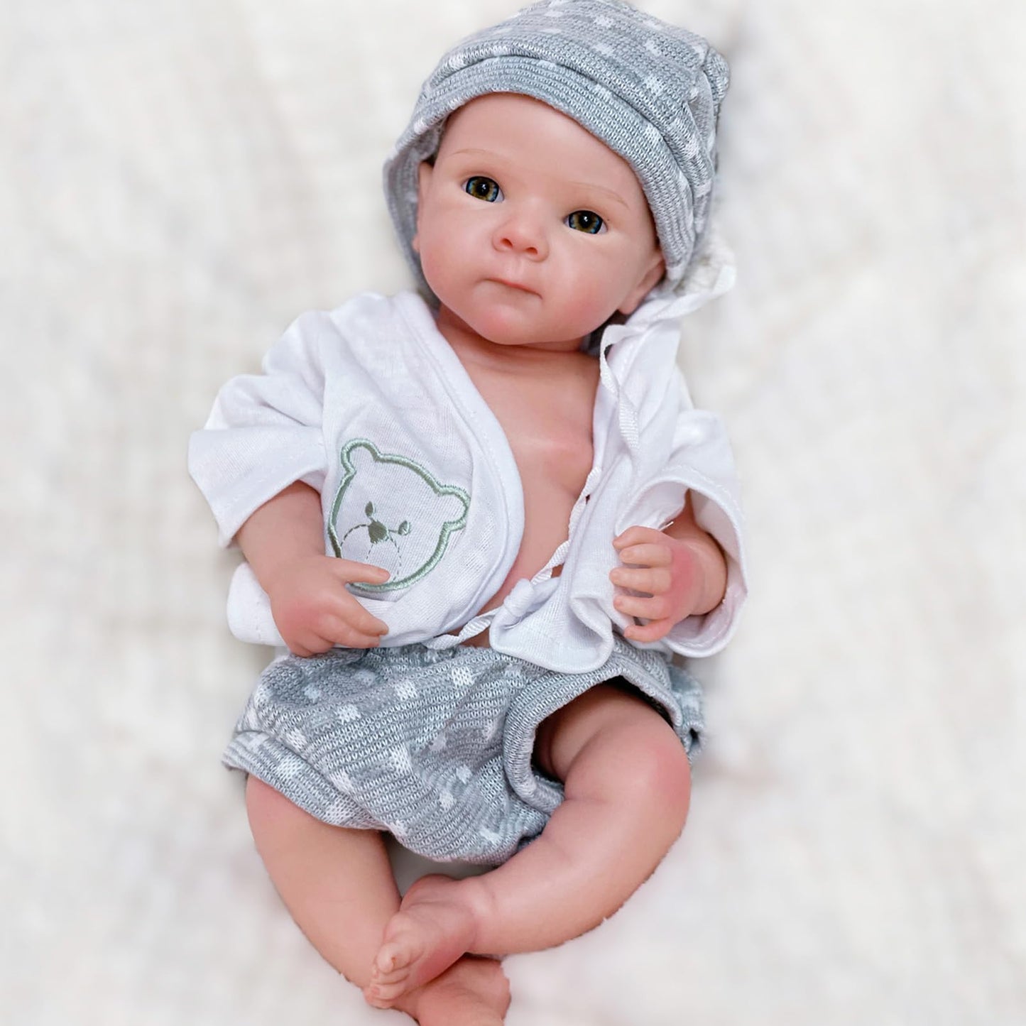 Aniiyy 13 Inch Full Body Silicone Baby Dolls Can Open Mouth Silicone Reborn Baby Dolls that Look Real Babies