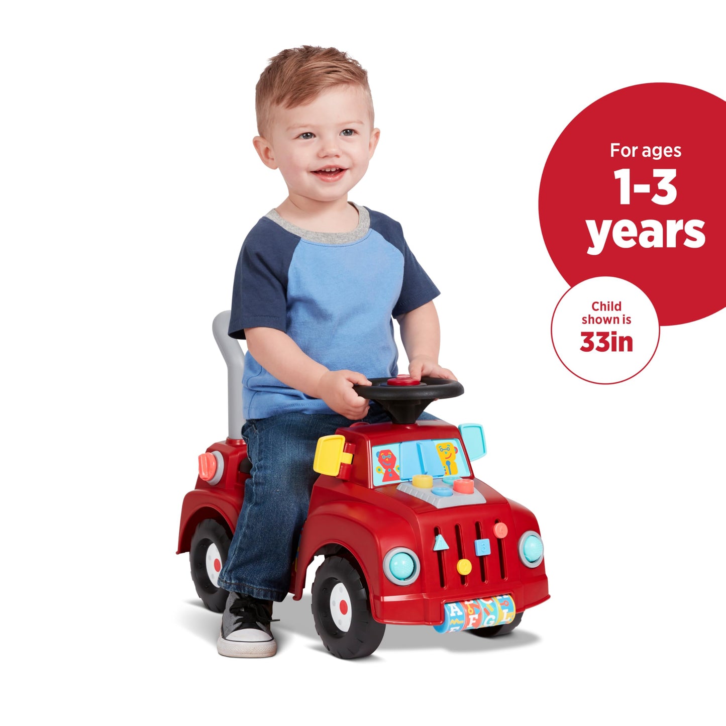 Radio Flyer Tinker Truck, for Toddlers 1-3, 3-in-1 Push Walker Ride On Car with 20 Sensory Activities, Anti-Tip Feature, Under-Seat Storage, Lights and Sounds, 42 lb Capacity, Toddler Ride On Toys