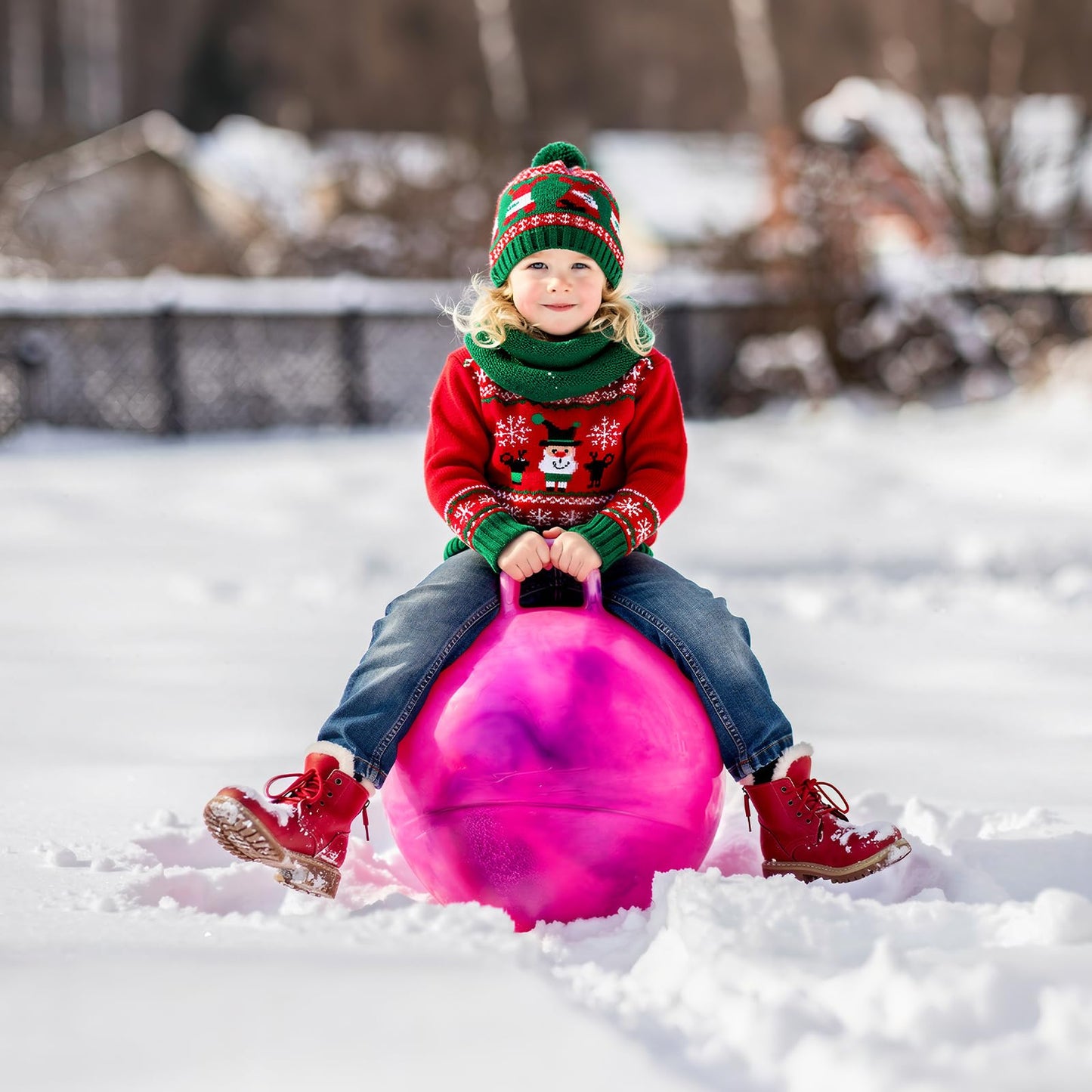 EVERICH TOY Hopper Ball for Kids, 20In Ride On Bouncy Balls with Handle, Purple Pink Clouds Girls Toys for Indoor Outdoor Active Play Toys Easter Basket Stuffers Girls Boys Gifts for 7 8 9 10 Yr Old
