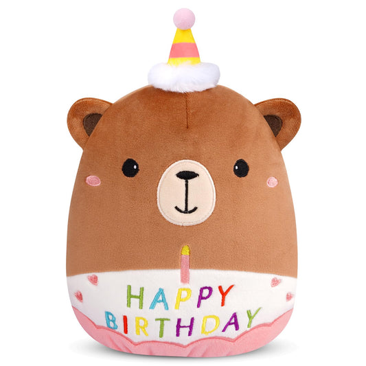 Prewplam Happy Birthday Teddy Bear Plush - 8inch Birthday Stuffed Animal Bear Plushie Pillows Toys, Soft Doll Gifts Party Decoration for Kids Girls Boys