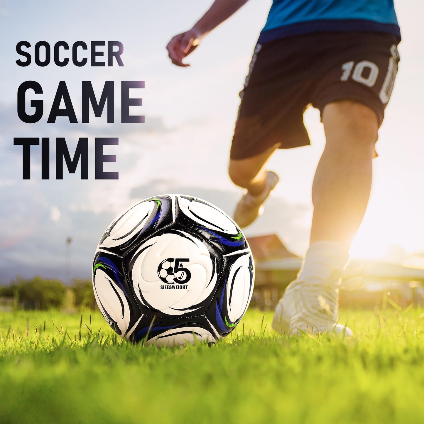 cellook Soccer Ball Size 5 with Pump, Official Size and Weight Long-Lasting Deflated Soccer Ball for Adults, Indoor Outdoor Training Practice Match Play Ball Game Sports Gifts for Players