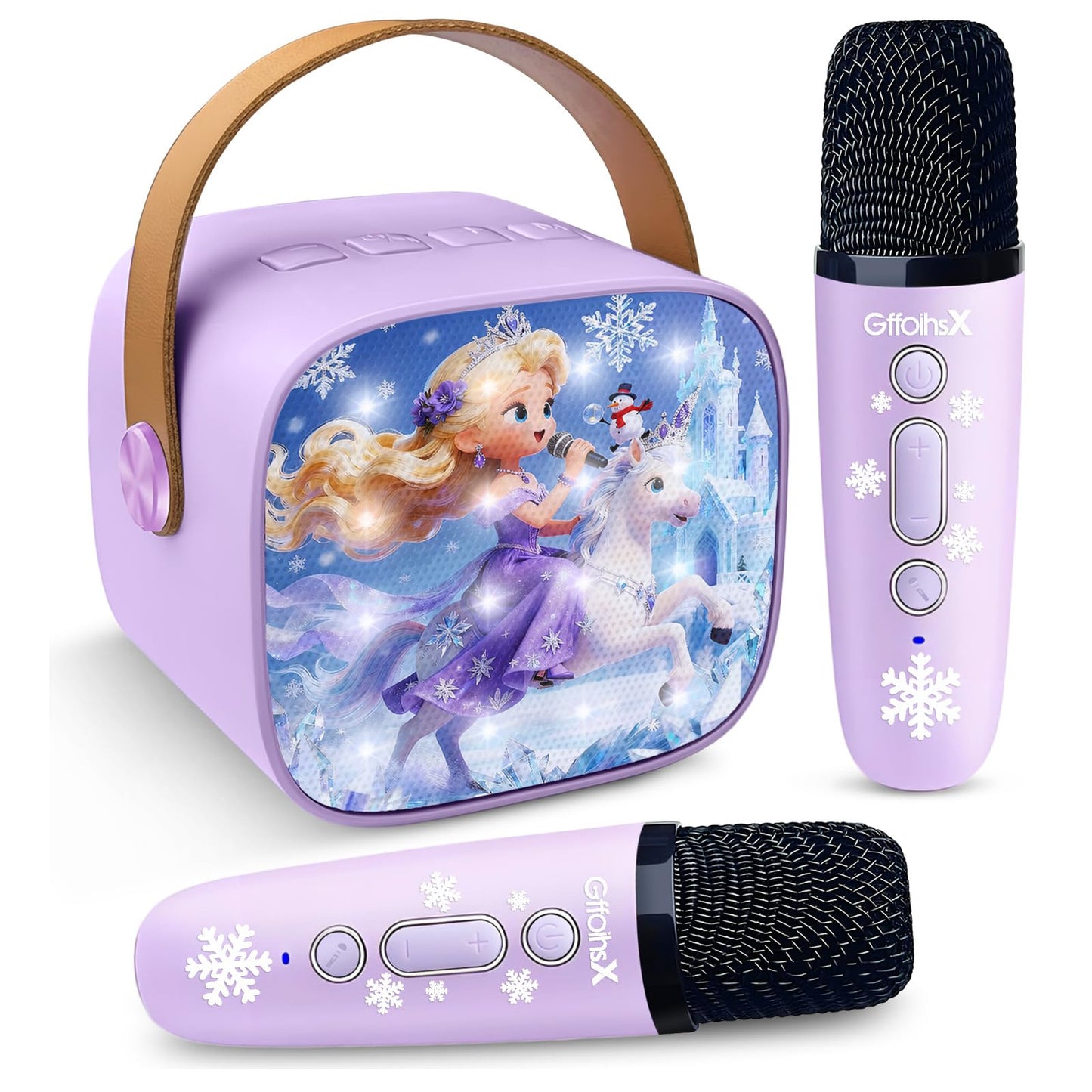 Mini Karaoke Machine for Kids:Girls Birthday Gifts Frozen Toys for Age 3 4 5 6 7 8 9 10 11 12+ Year Old Little Girl Teens Princess Party Gift Toddler Singing Toy,Bluetooth Speaker with 2 Wireless Mics