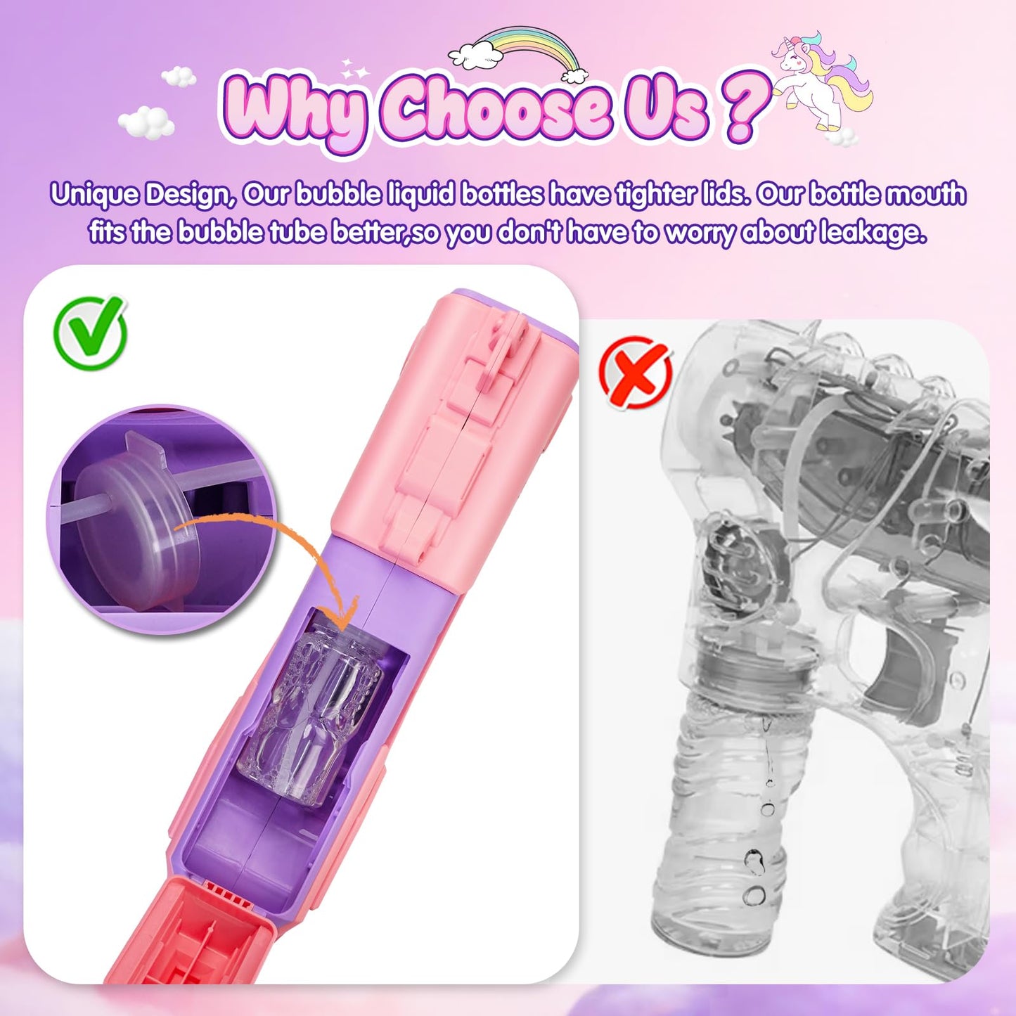 Amiabling Unicorn-Bubble Gun：Unicorn Toys for Girls Age 4-6, Outdoor Toys for Kids Ages 4-8, 3+ Year Old Girl Gifts, Easter, Summer, Wedding, Party Favors, Halloween, Birthday Gifts