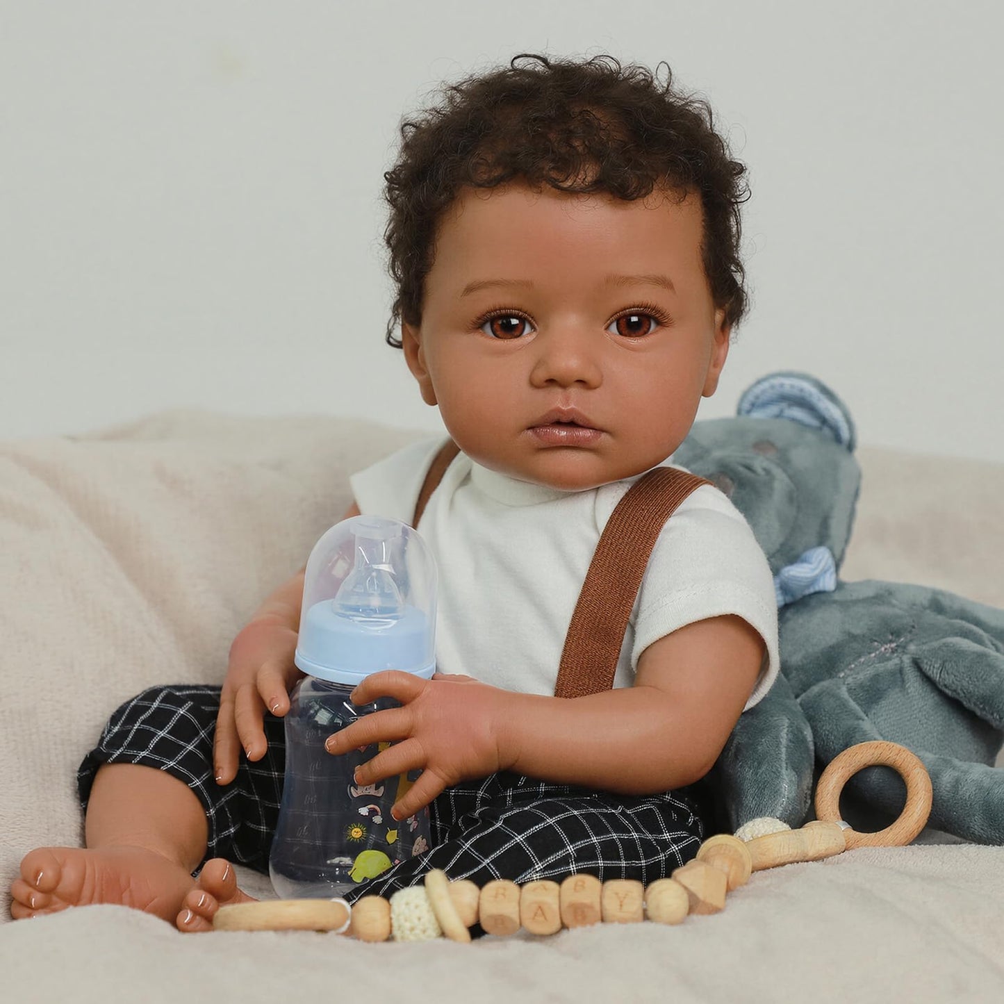 WOOROY Realistic Reborn Baby Dolls Black - 20 Inch Real Life Baby Dolls African American Real Baby Boy, Lifelike Real Looking Baby Doll Poseable, Gift Set with Accessories for Aged 3+
