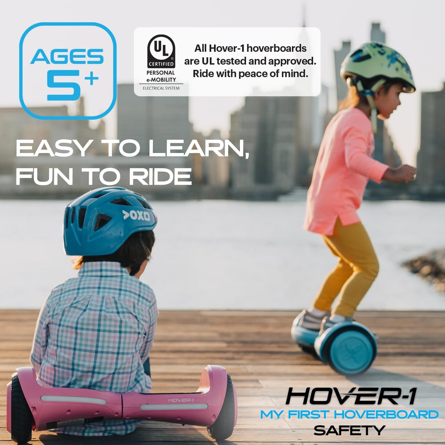 Hover-1 My First Self Balancing Scooter for Kids with 5 mph Max Speed, Dual 150W Motors, 6.3” Tires, 3 Miles Max Range, and LED Headlights