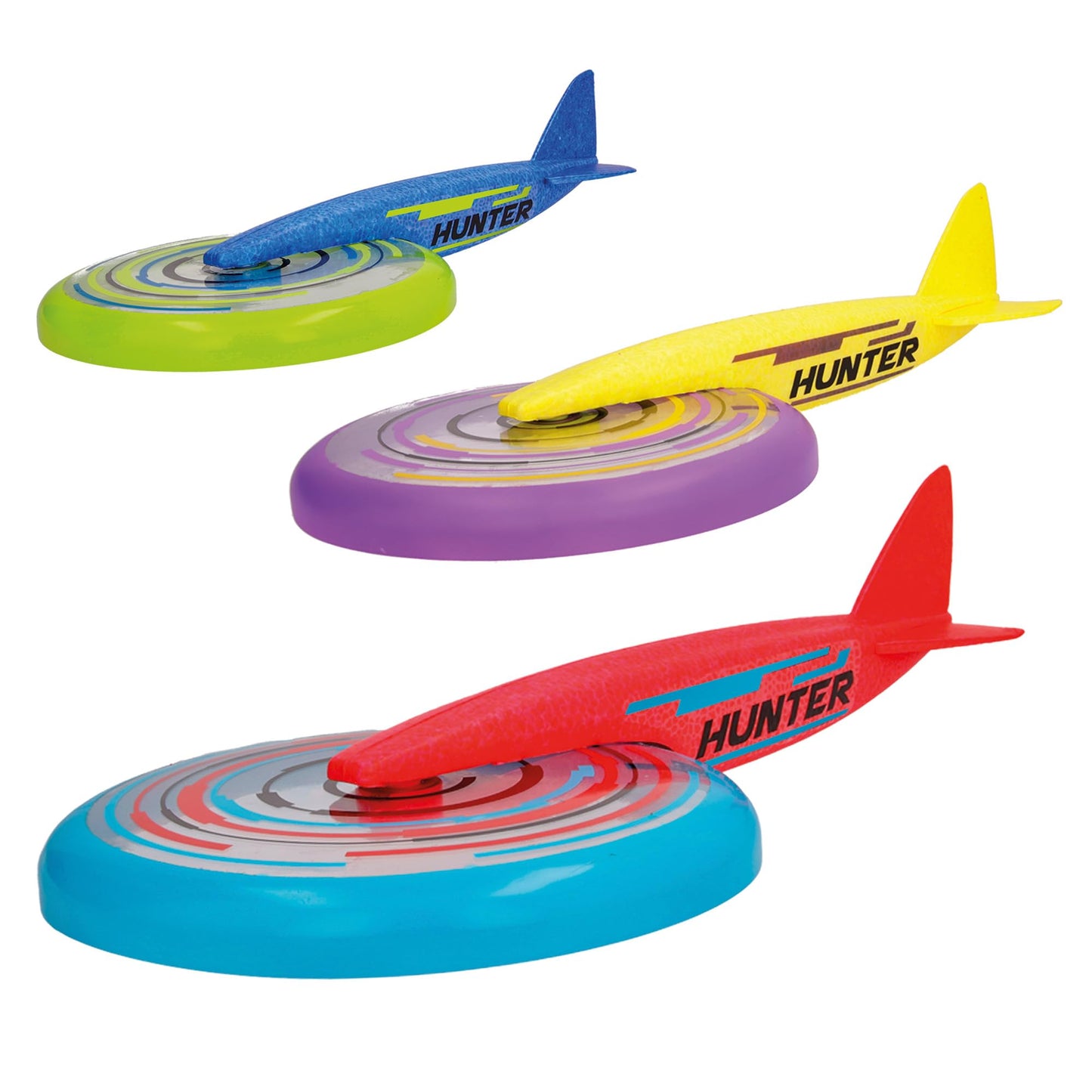 IMC Toys Jet Disc Hunter - 9" Disc and Plane Glider Tail, Great Outdoor Play, Easy to Throw and Catch, for Kids 6 and Up - Blue
