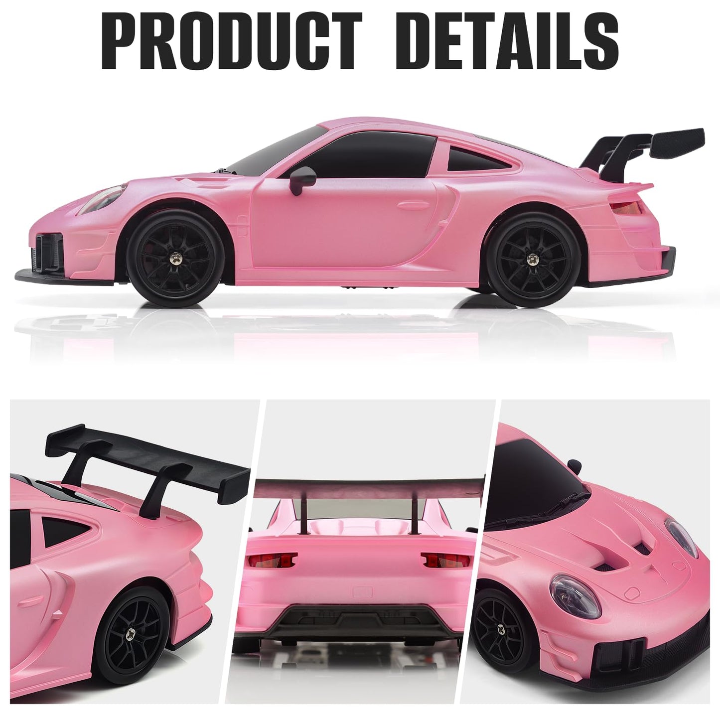 Aka Supaku RC Drift Car, 1:24 4WD Remote Control Cars Vehicle with LED Light,2.4GHz 20KM/H High Speed RC Cars with Two Batteries & Drifting Tires Racing Sport Toy for Adults Boys Girls Kids Pink