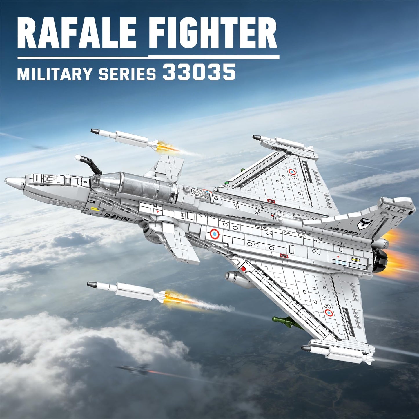 Reobrix Fighter Jet Building Set for Adults, Rafale Fighter Model Kit 33035,Collectible Military Airplane Model, Cool Aircraft Building Block for Home Decor, Ideal Gift for Military Fans and Adults