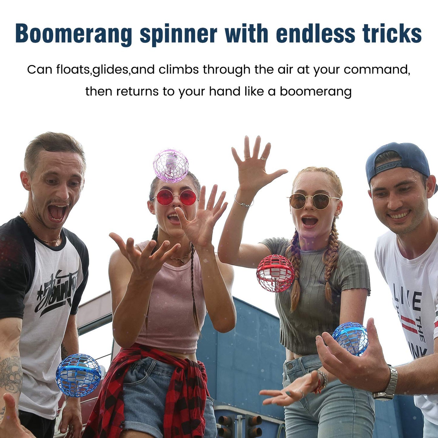 Kidsjoy Flying Ball Toys, Upgraded Rechargeable Hand Controlled Spinner 360°Rotating Built-in LED Mini Orb Drone Flying Boomerang Balls Gifts Choice for Boys Kids Adults Indoor Outdoor (Pink)