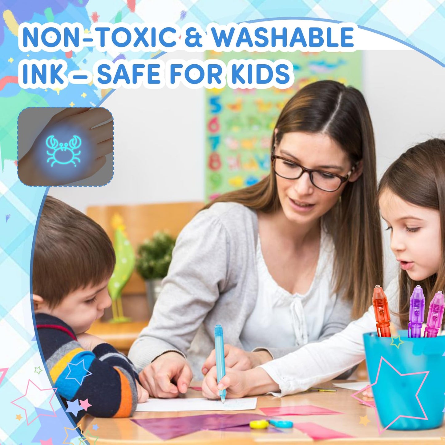 Daemson Invisible Ink Pens with UV Light, 80 PCS Bulk Spy Pens for Kids Party Favors, Secret Message Marker Set for Halloween Goodie Bags, Christmas Stocking Stuffers, Classroom Prizes & Treasure Hunt