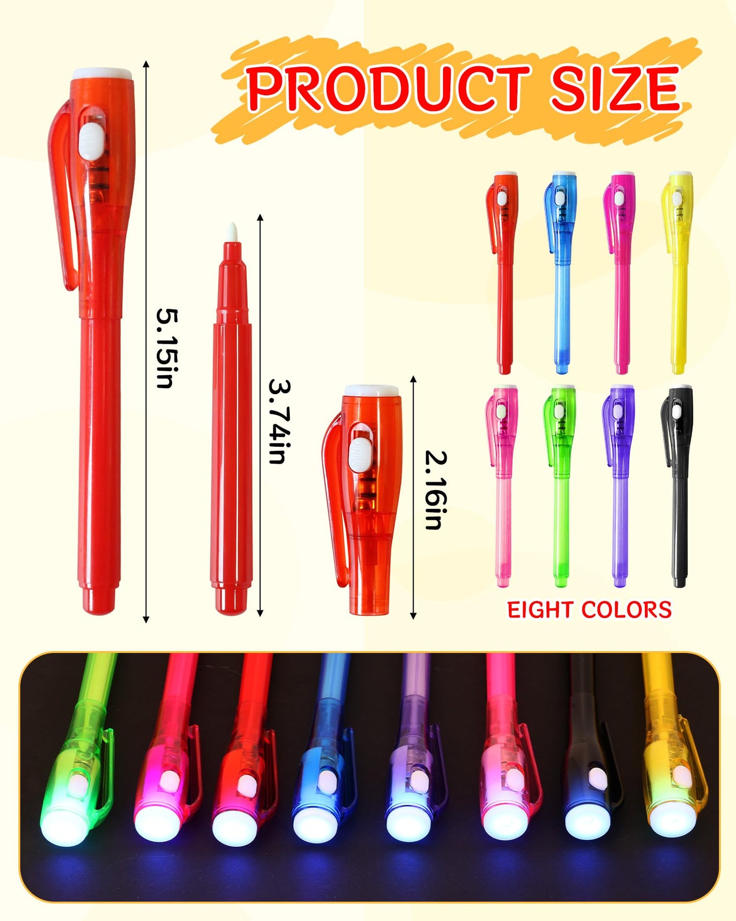 Invisible Ink Pens with UV Light, 32 Pcs Spy Pens for Secret Messages, Party Favors for Boys Girls, Magic Markers Classroom Prizes for Students, Birthday Christmas Party Toy Goodies Bag Gift for Kids