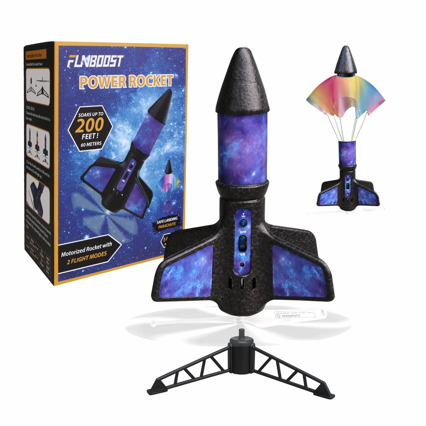 FUNBOOST Rocket Launcher for Kids, Electric Flying Model Rocket with Parachute, Air Rocket Toy Launch up to 200 ft, Outdoor Space Rocket Toys for Boys & Girls, Ages 8-12