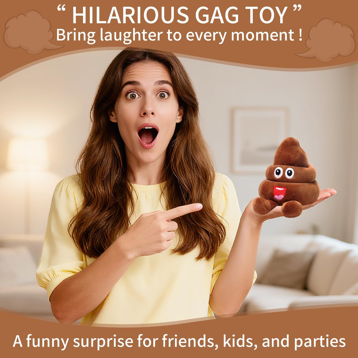 Funny Farting Poop Plush Toy,30 Hilarious Fart Sounds Dammit Pranks Doll,Perfect Gag Gift,Pets,and Pranks for Poop Emoji Party Decorations,Fart Noise Maker Machine Stuffed Animal