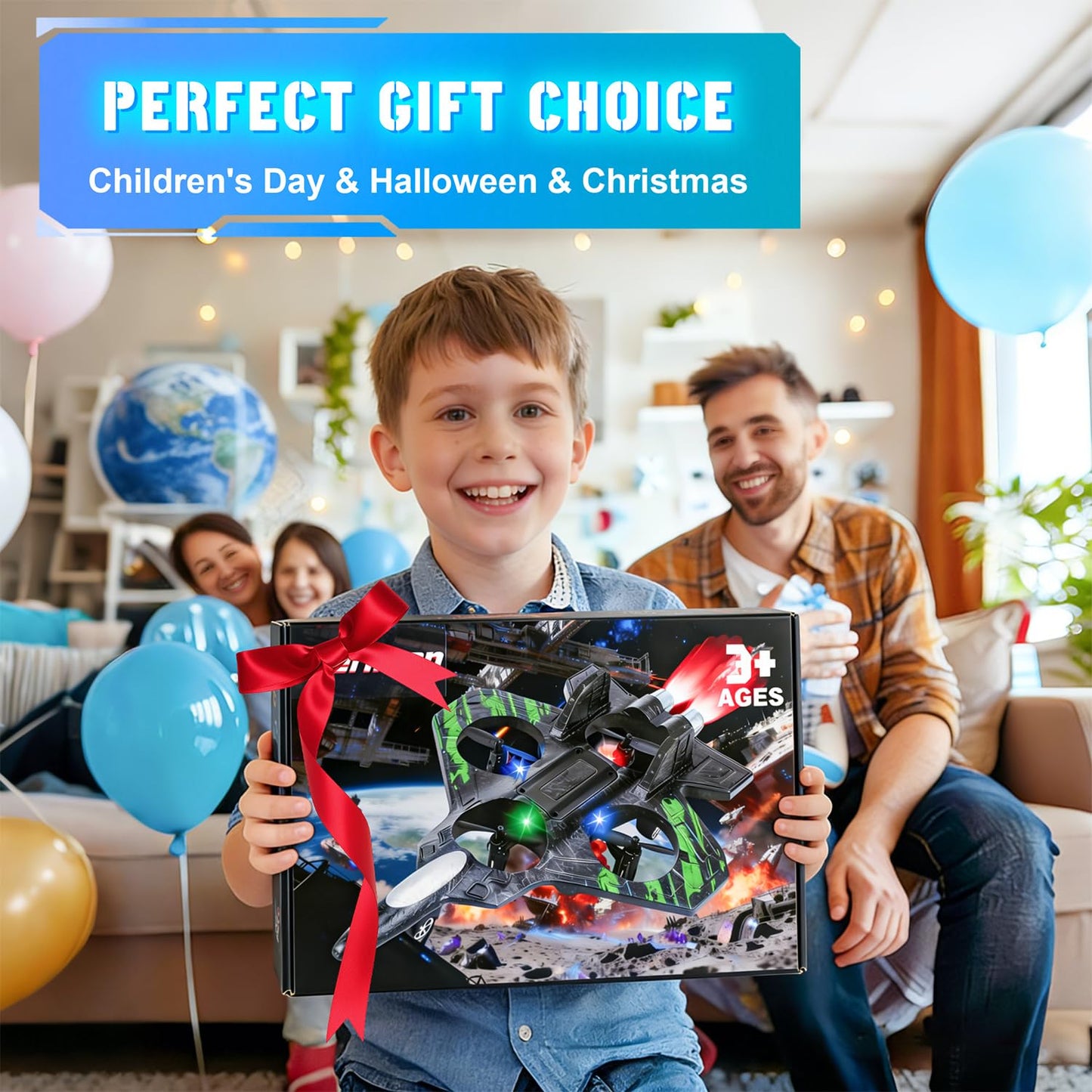 Merimon Foam RC Plane for Kids Adults, Remote Control Airplane with 3 Rechargeable Batteries, Cool Led Light and 360° Flip, Stunt RC Jet Plane Toy Gift for Kids 6+ (Olive Green-3 Batteries)