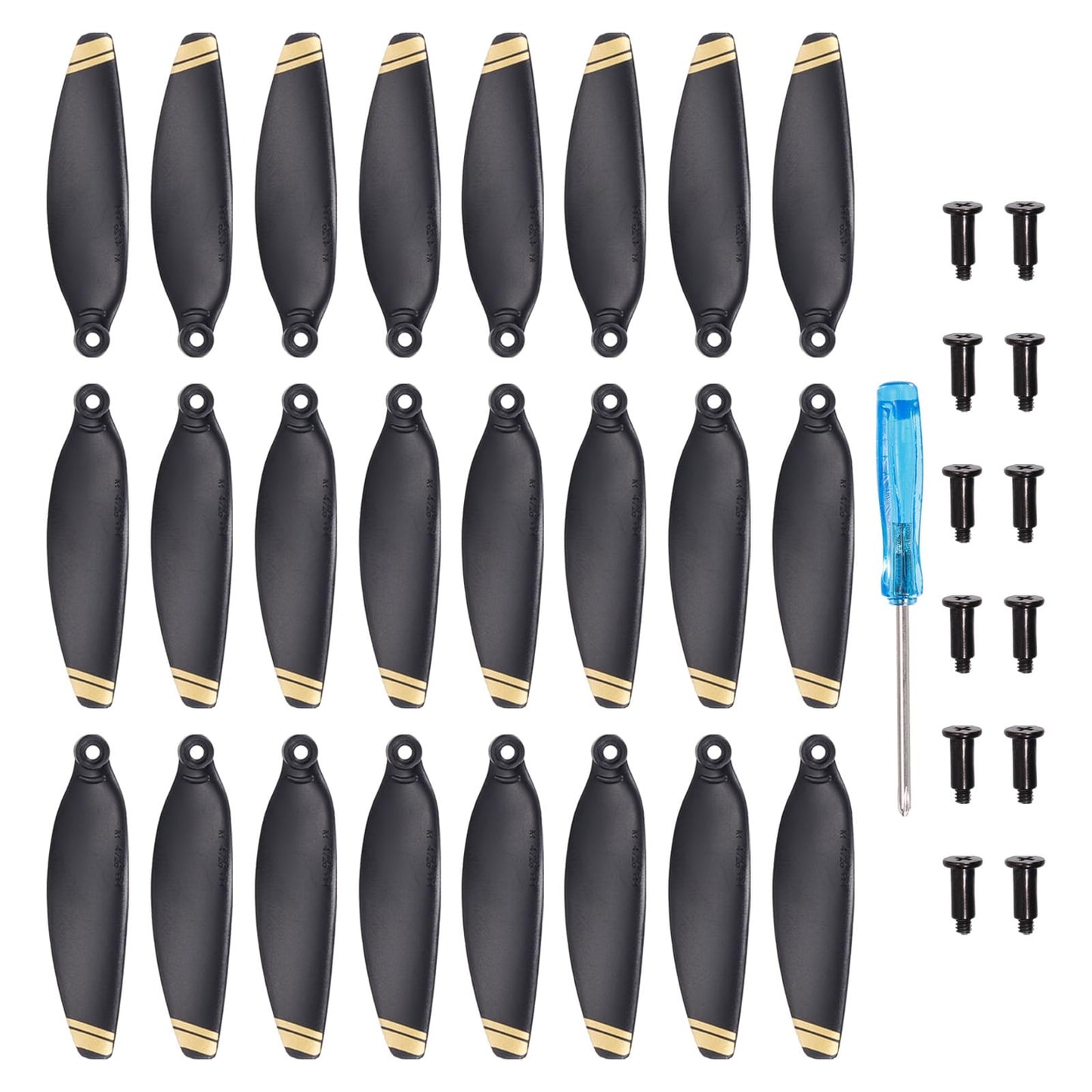MECCANIXITY Mini 2 Drone Propellers Drone Blades Propellers Black Golden with Screwdriver/Screw, Quick-Release, Low-Noise Propeller for DJI Mini 2 Drone, Quadcopter, Pack of 24