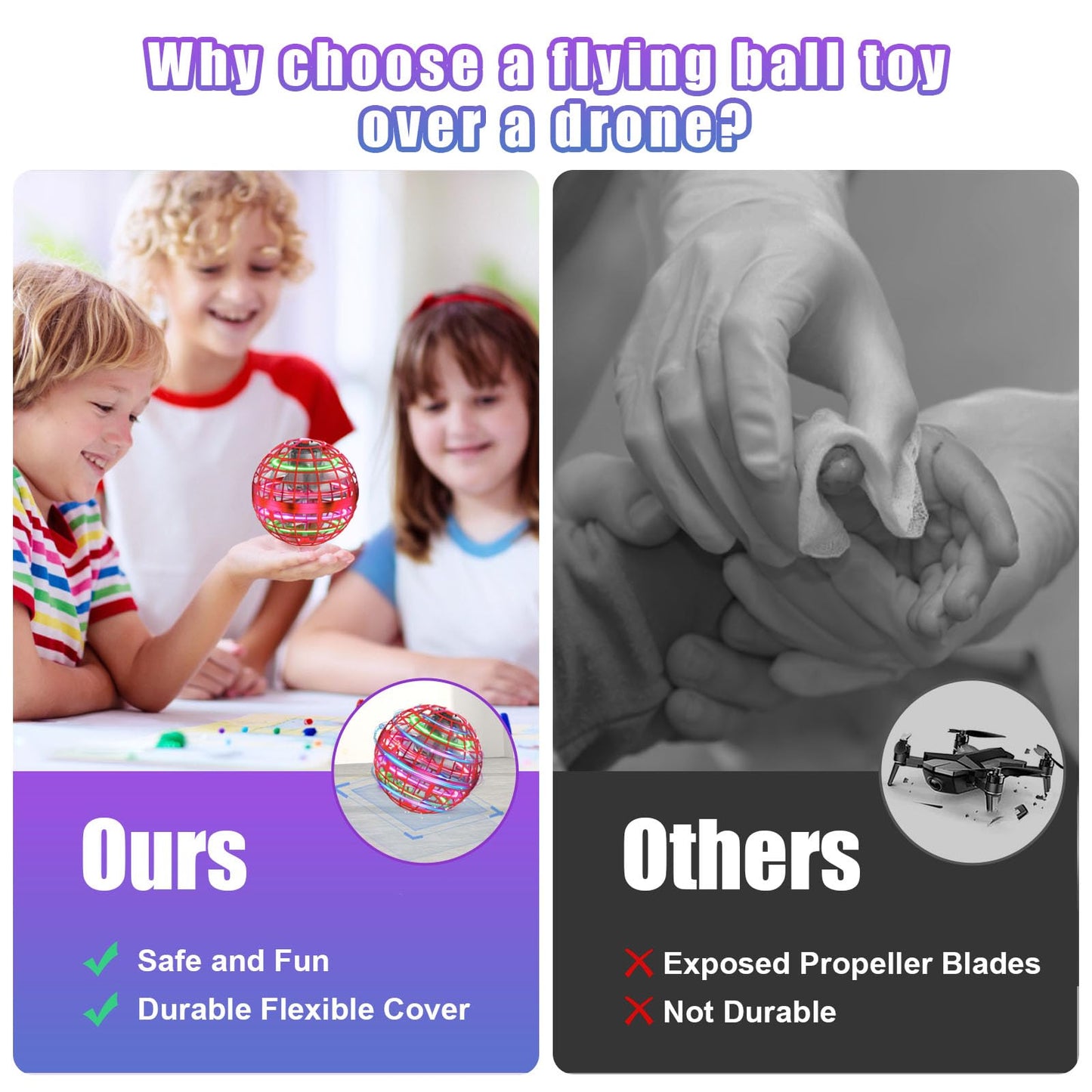 XINHOME Flying Ball Orb Toys Hover Soaring Flying Toy Globe Shape Magic Boomerang Spinner Hand Controller Mini Drone for Kids Adults Outdoor Indoor (Red)