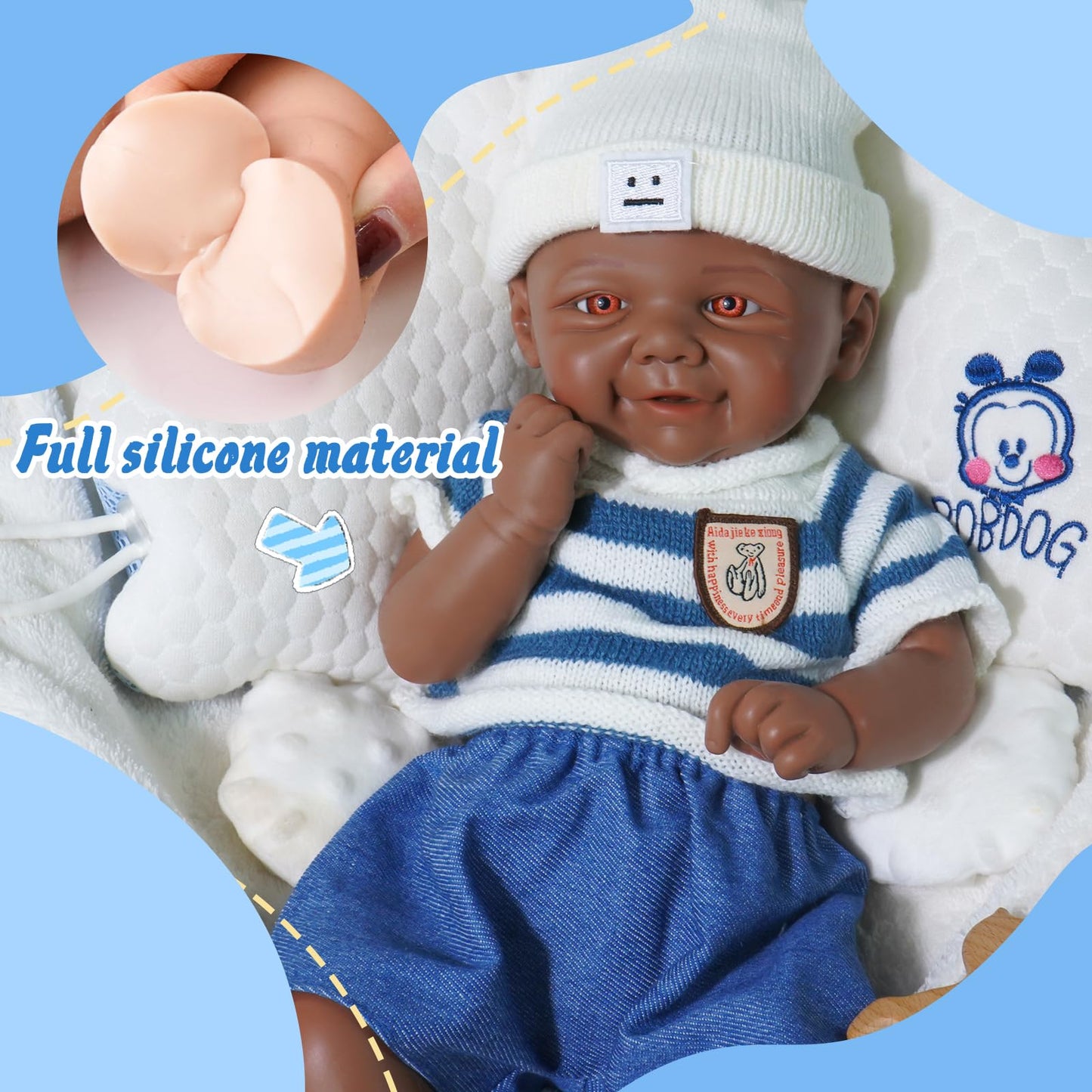 Maletofe Realistic Reborn Baby Doll, 17 Inch Silicone Baby Doll Girl, Full Body for Boys and Girls, Clothing Accessories Included, Kids Gift Set (Itian - Tan)
